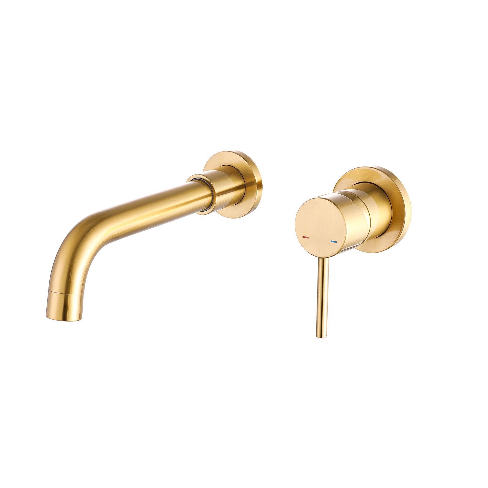 Brushed Gold Bathroom Faucet: Wall Mount, 2-Hole