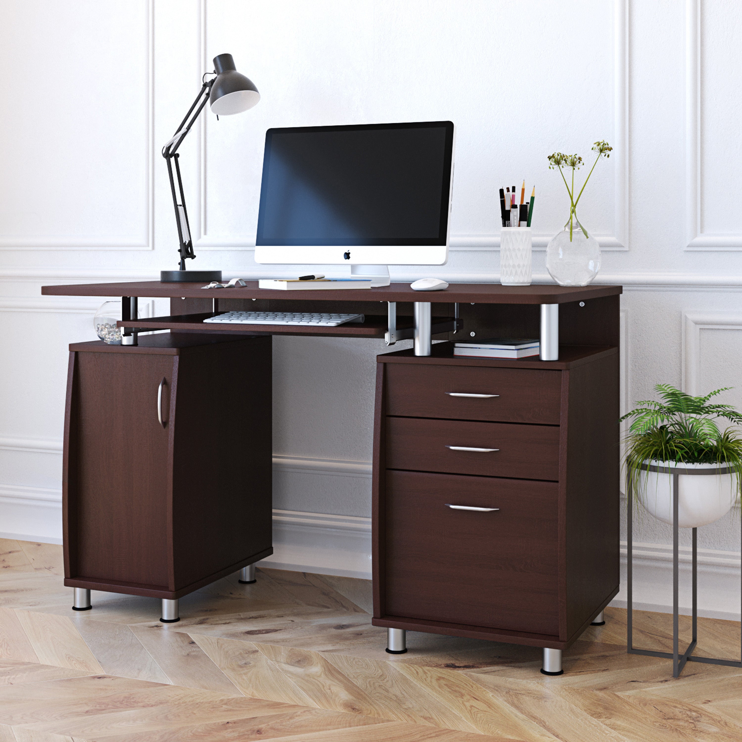 Chocolate Workstation Desk w/ Storage