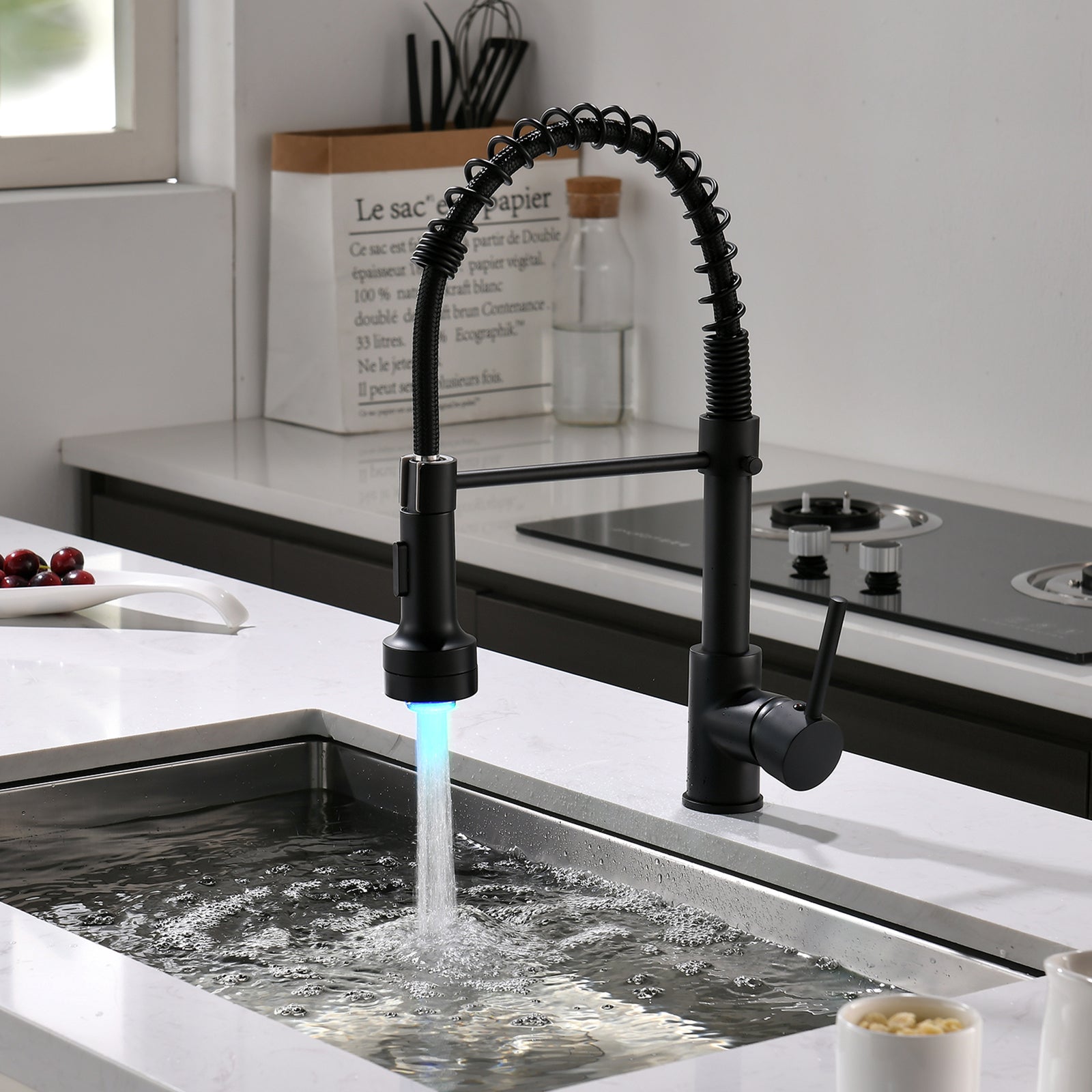 Commercial LED Kitchen Faucet with Sprayer