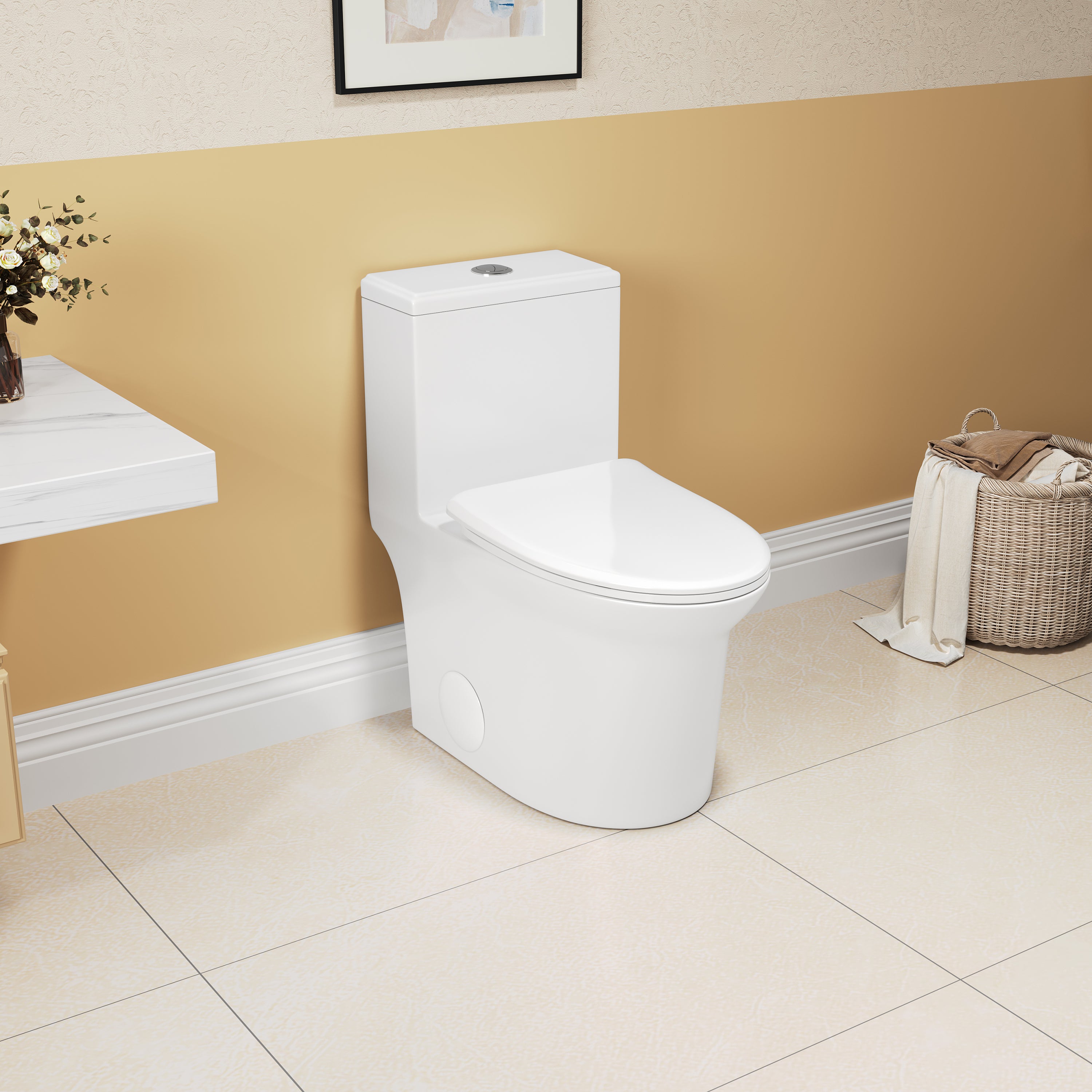 Comfort Height Toilet: 1.1/1.6 GPF, Quiet Flush