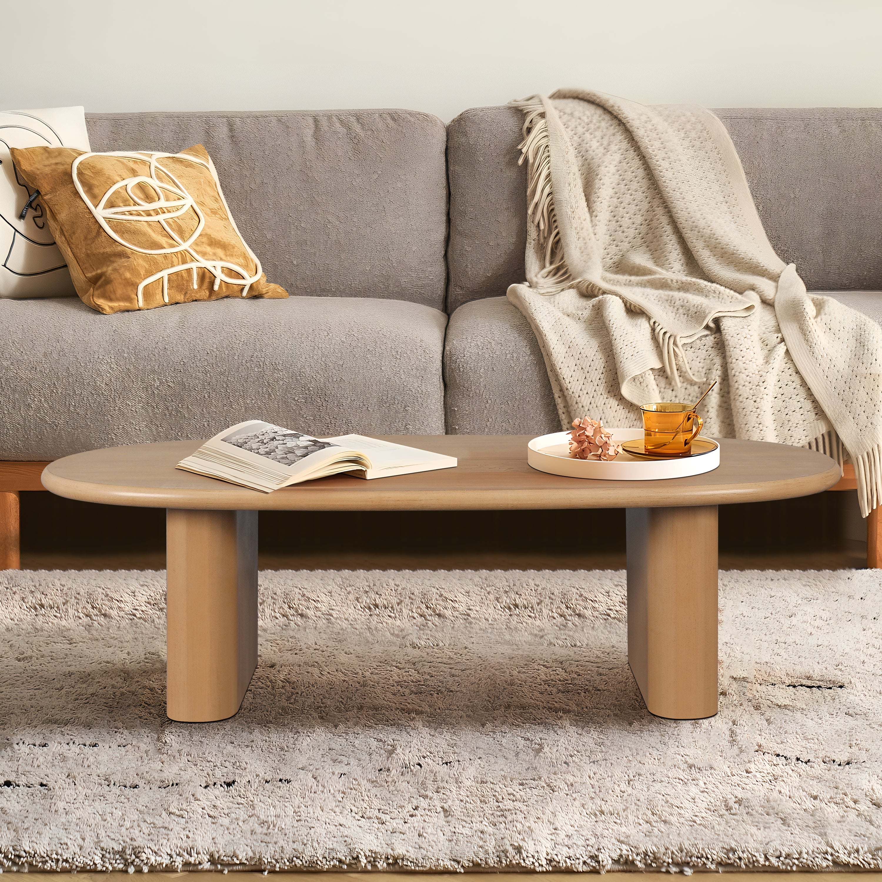 51" Natural Wood Tapered Coffee Table