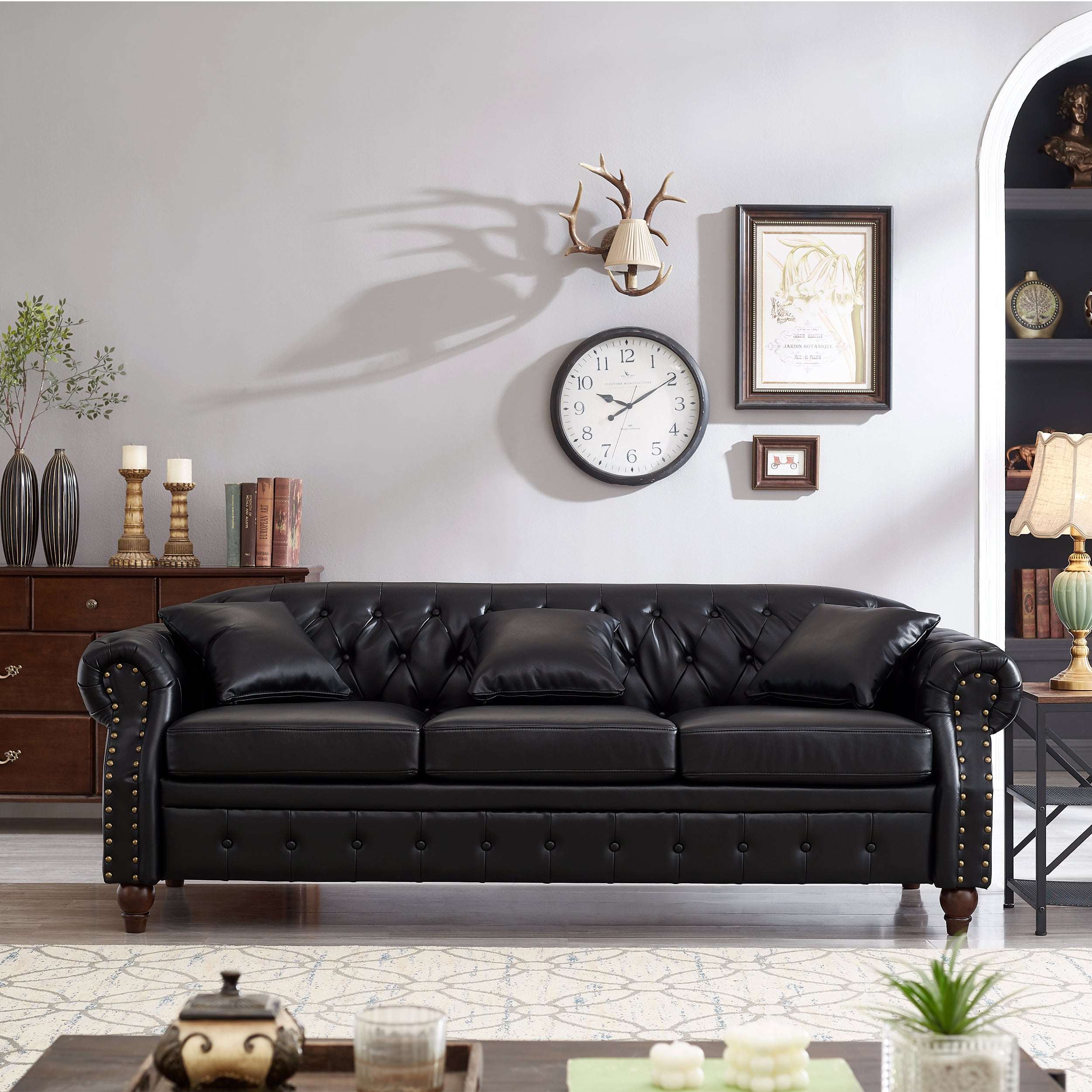Chesterfield Sofa: Classic Tufted Faux Leather