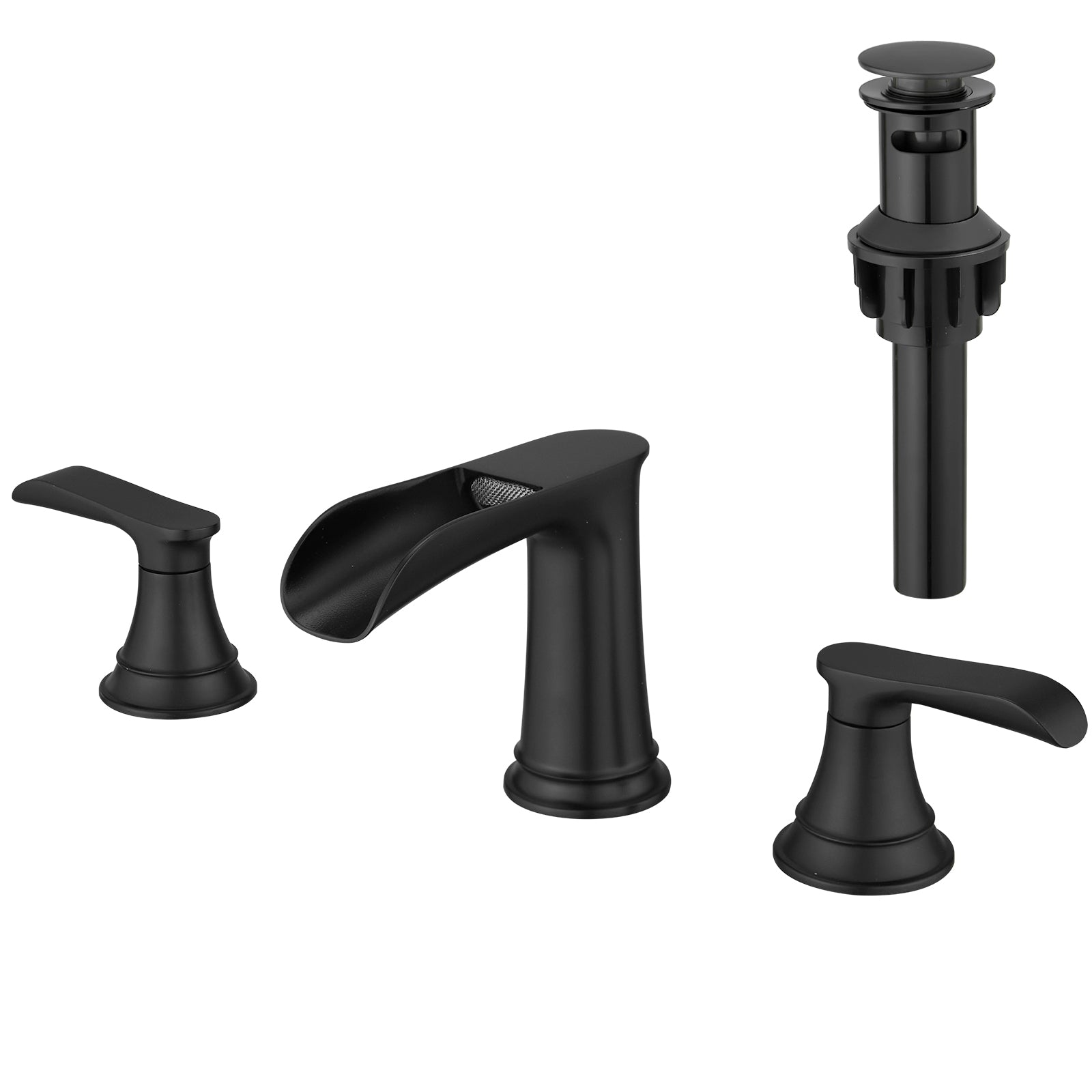 Black 8" Widespread Bathroom Sink Faucet