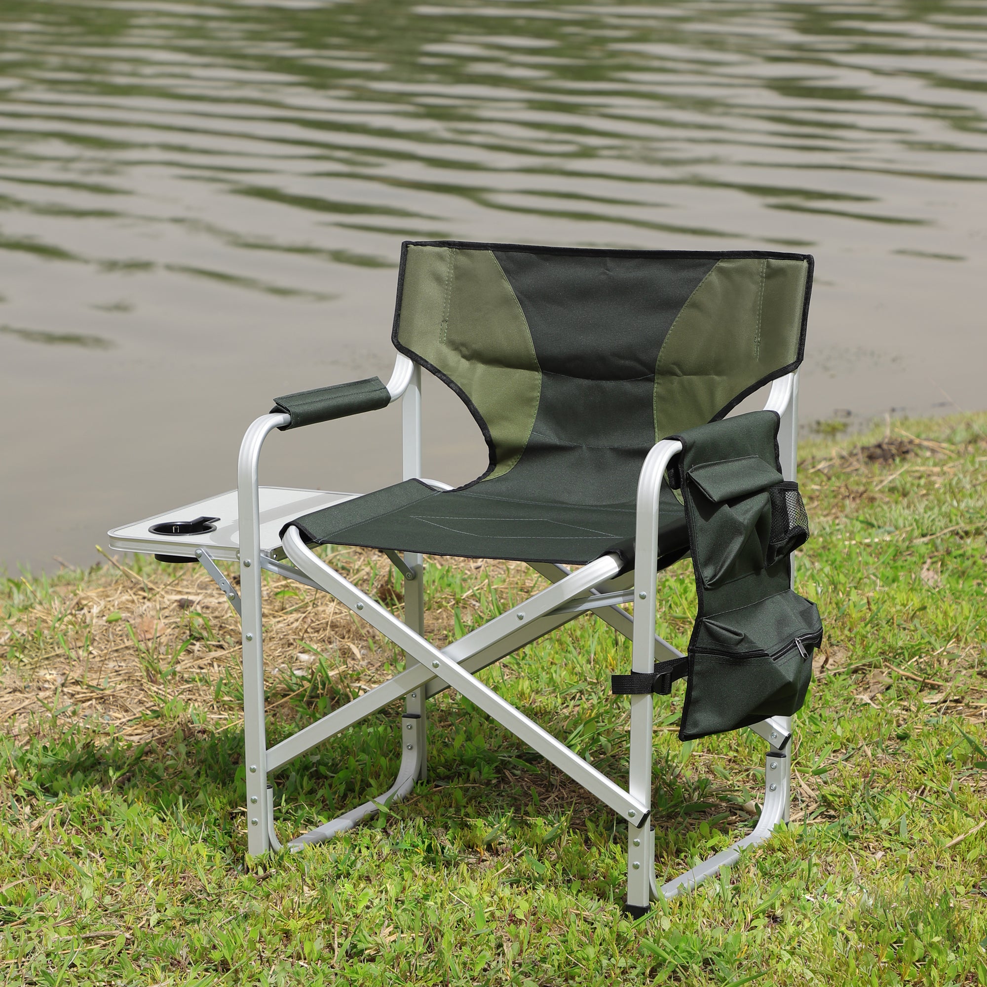 Folding Chair w/ Table & Storage: Oversized & Lightweight