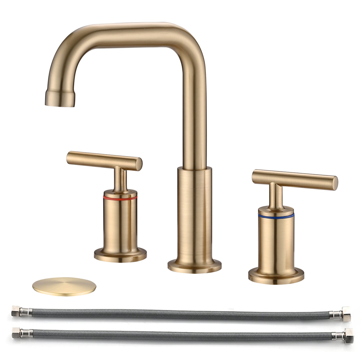 Brushed Gold Bathroom Faucet, 8" Widespread
