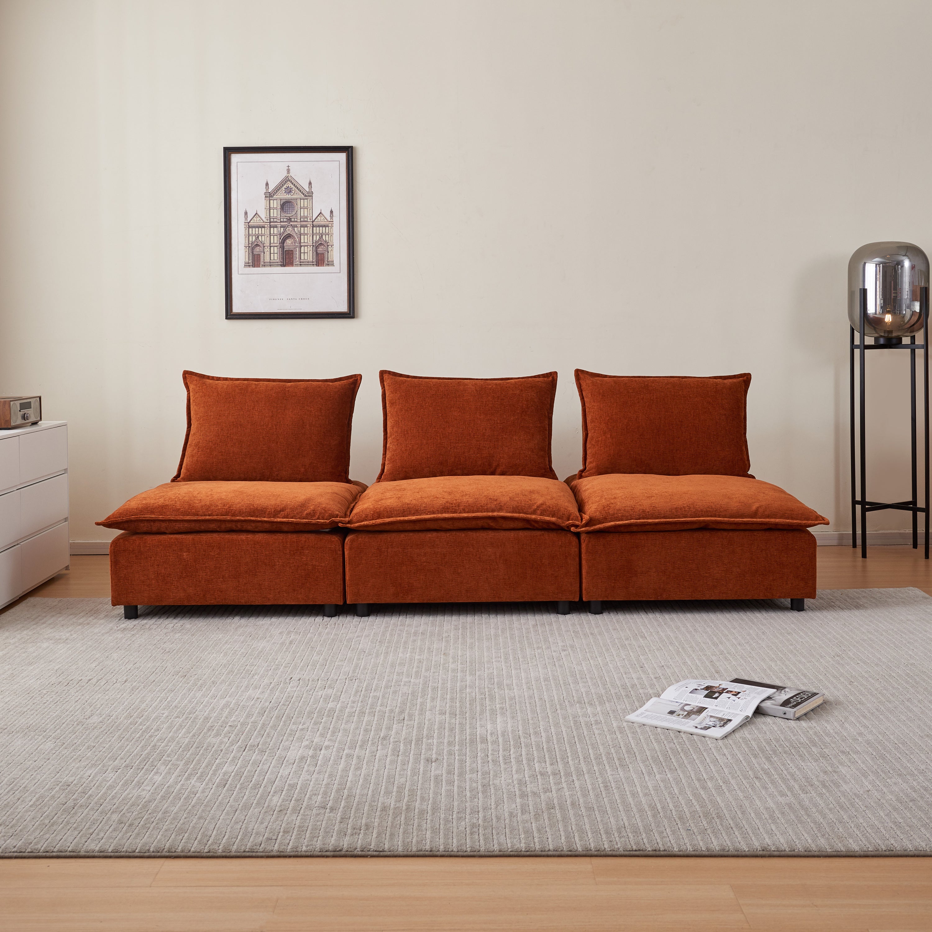 Mid-Century Modern 3-Seater Sofa: Stylish & Comfy