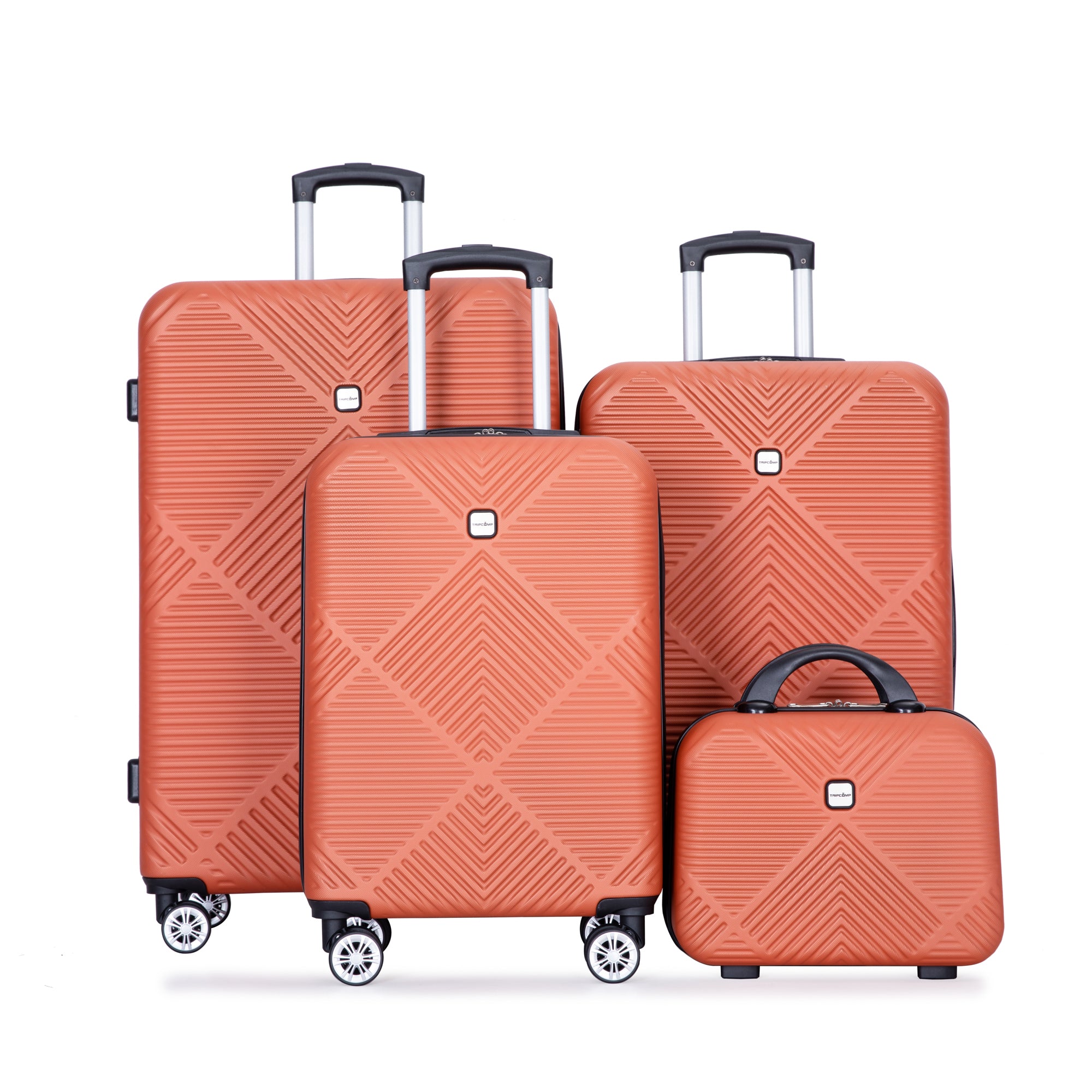 Lightweight 4-Piece ABS Suitcase Set, Dark Orange