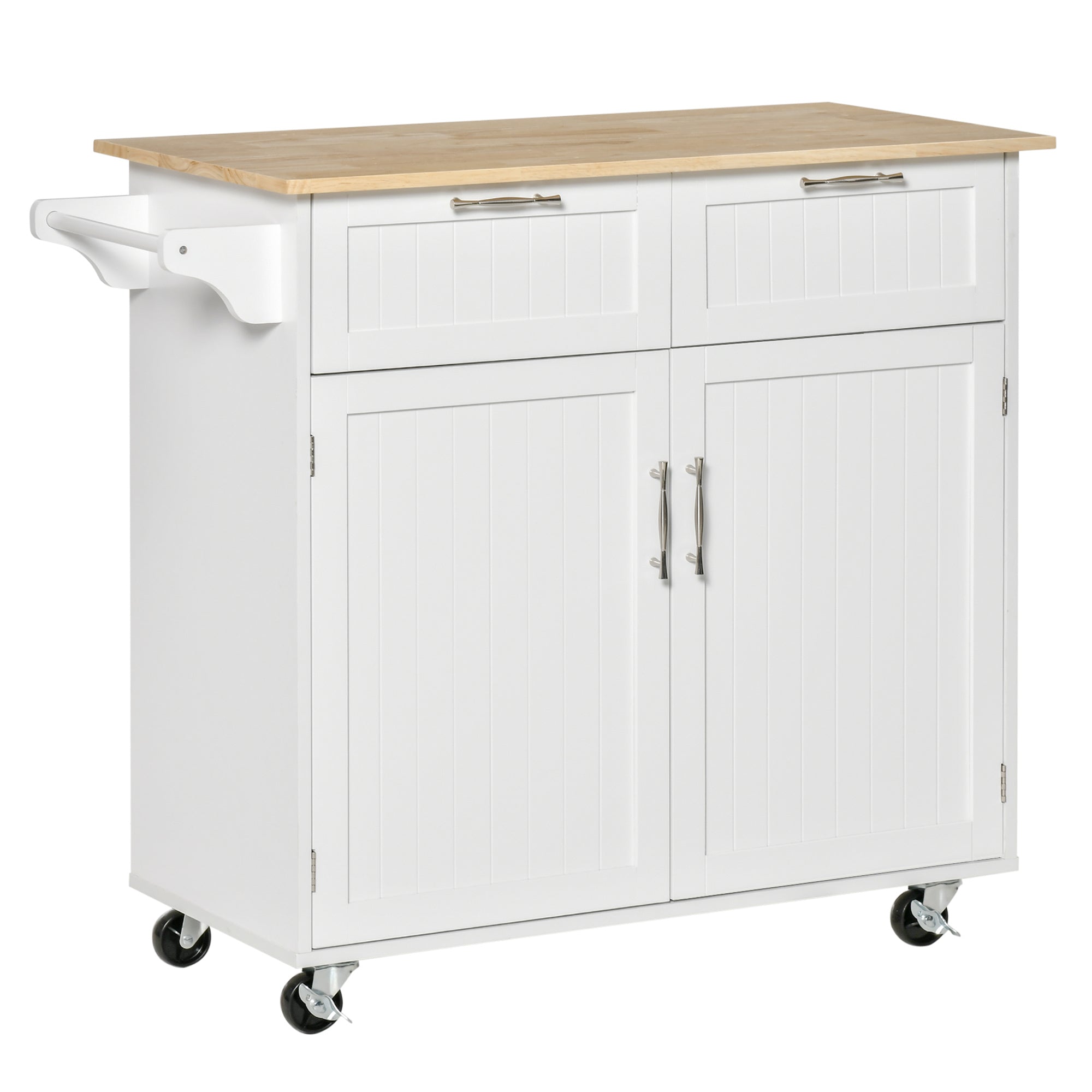 41" Rolling Kitchen Island Cart w/ Drawers, White