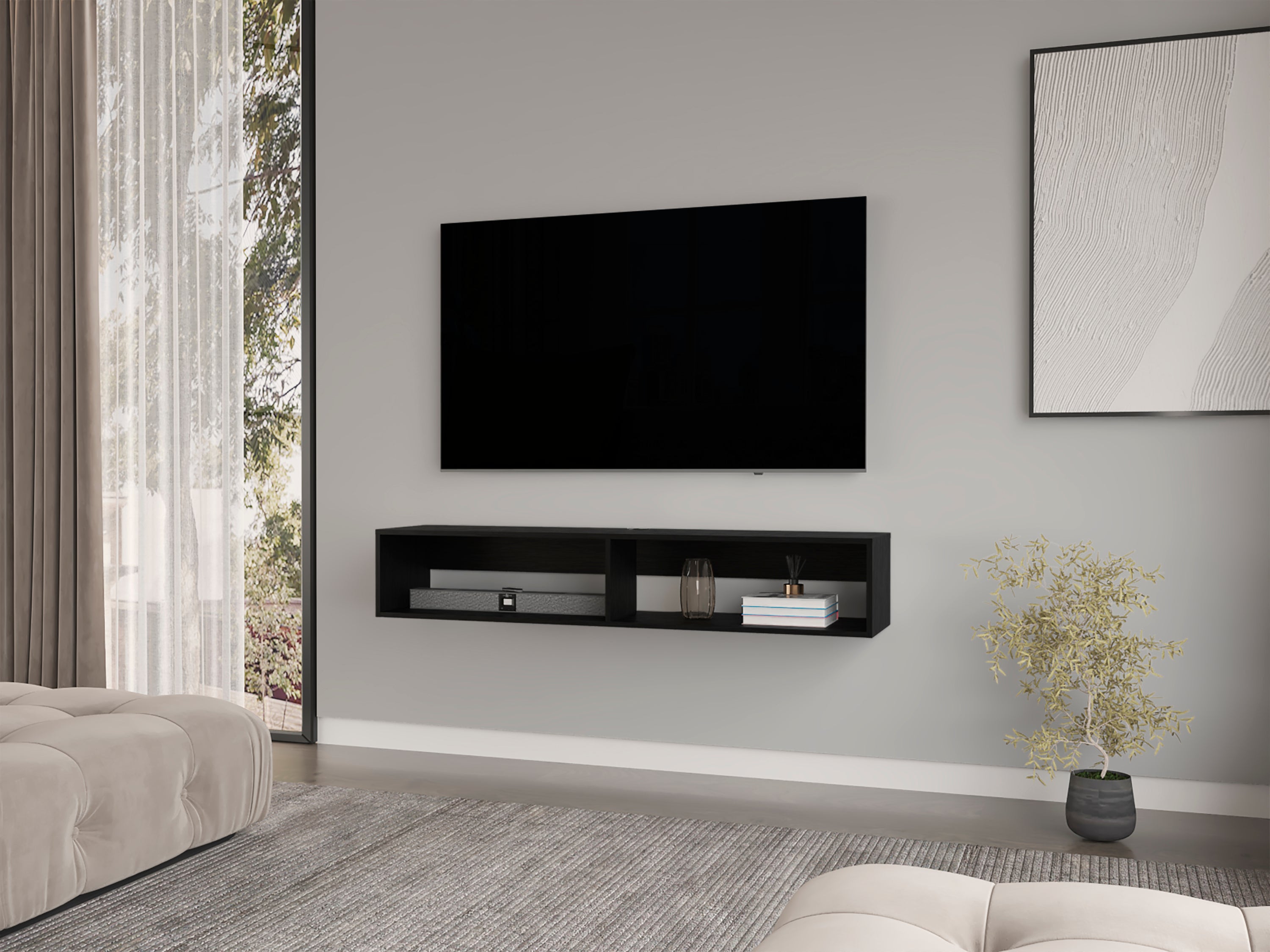 Floating TV Stand Moore - Black | Living Room Furniture