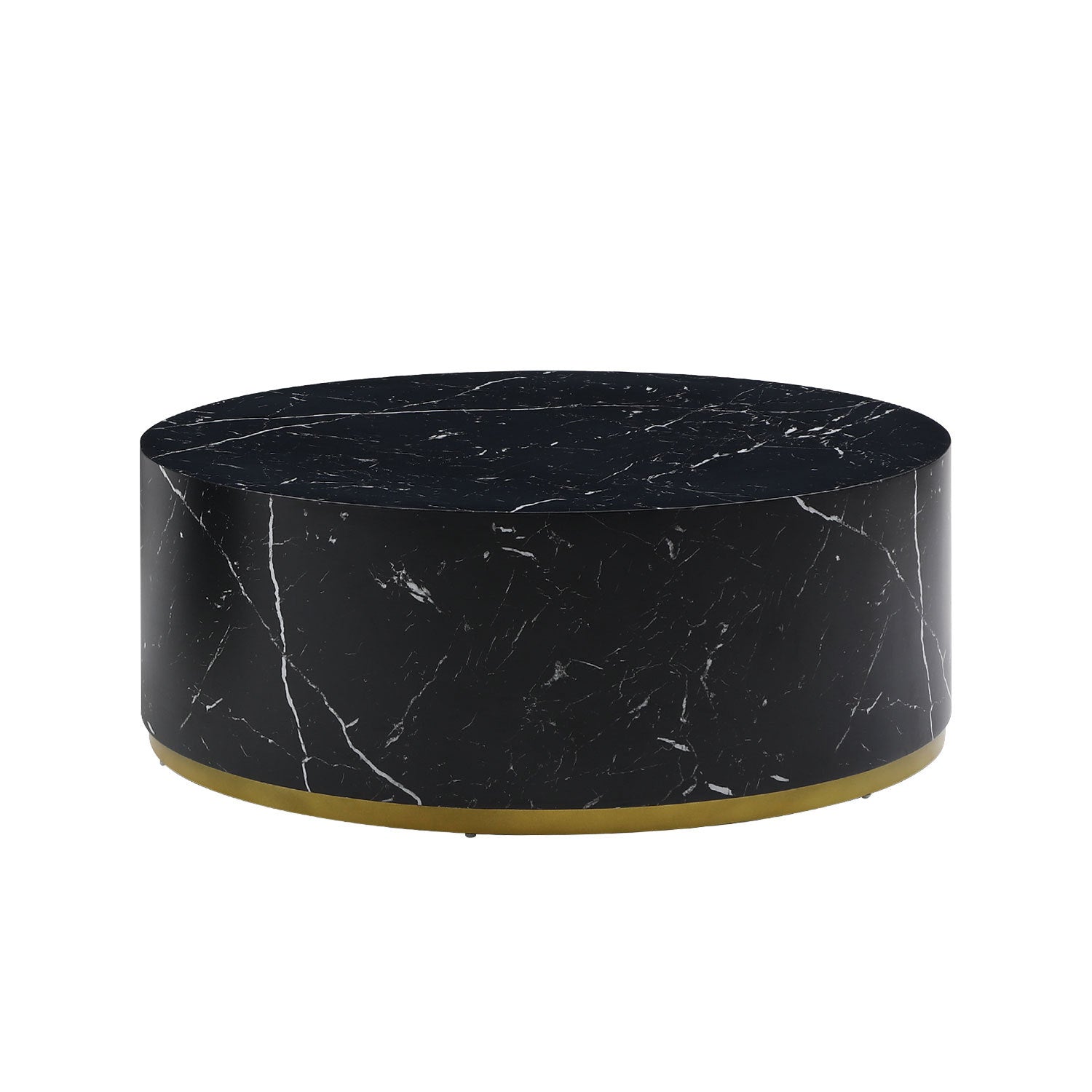 Modern Faux Marble Coffee Table | Gold Metal Base