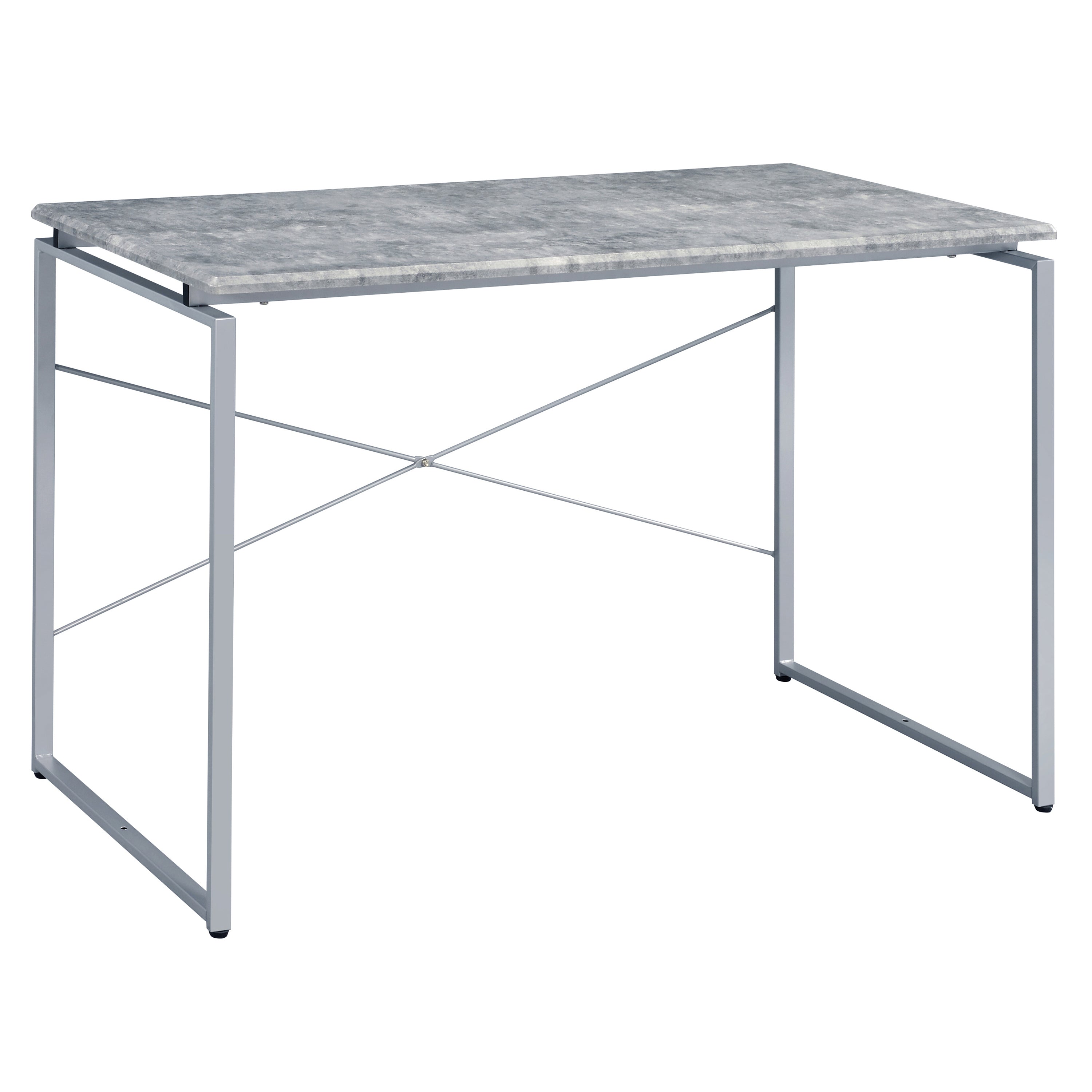 Grey & Silver Writing Desk | Metal Sled Base