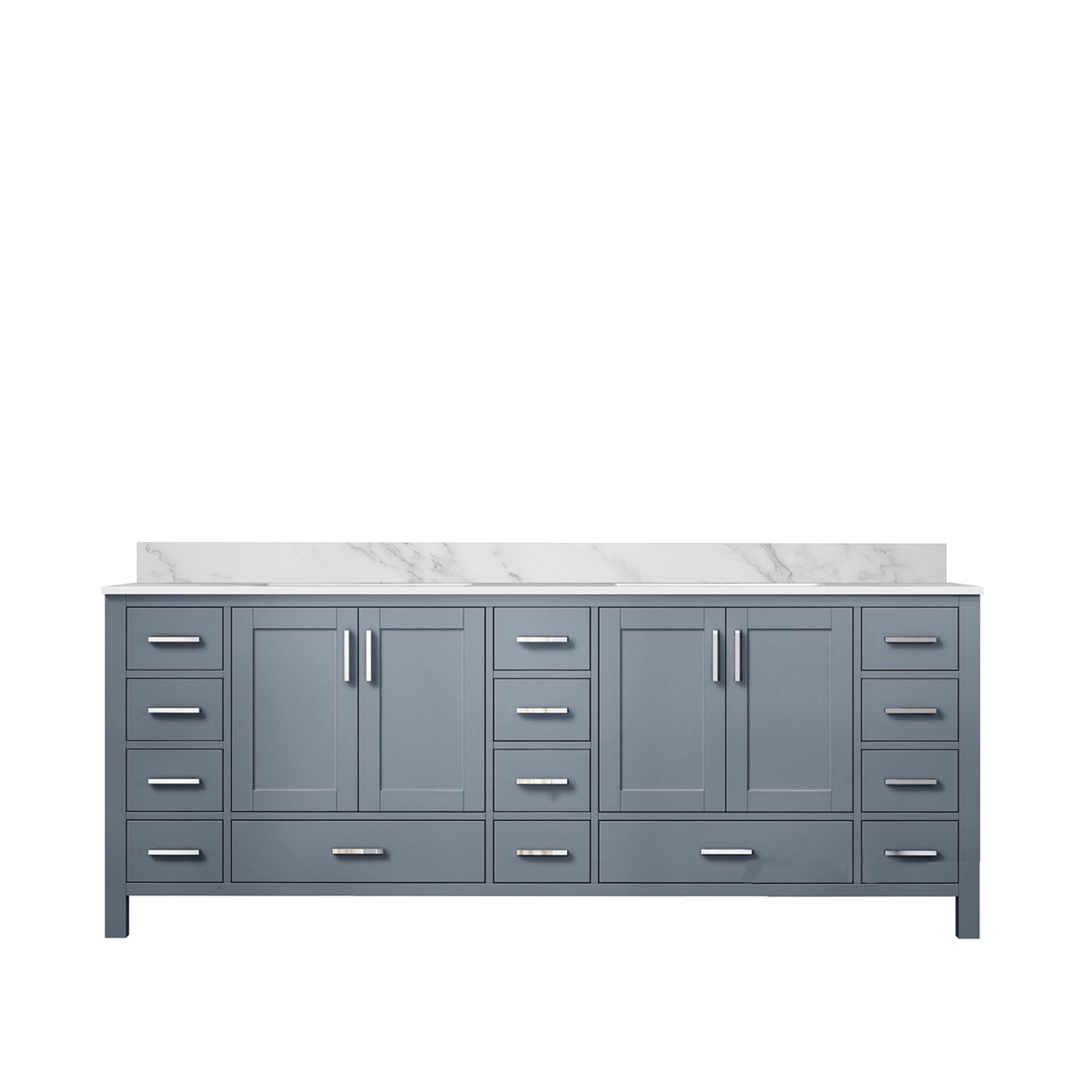 84" Dark Grey Double Bath Vanity w/ Carrara Marble