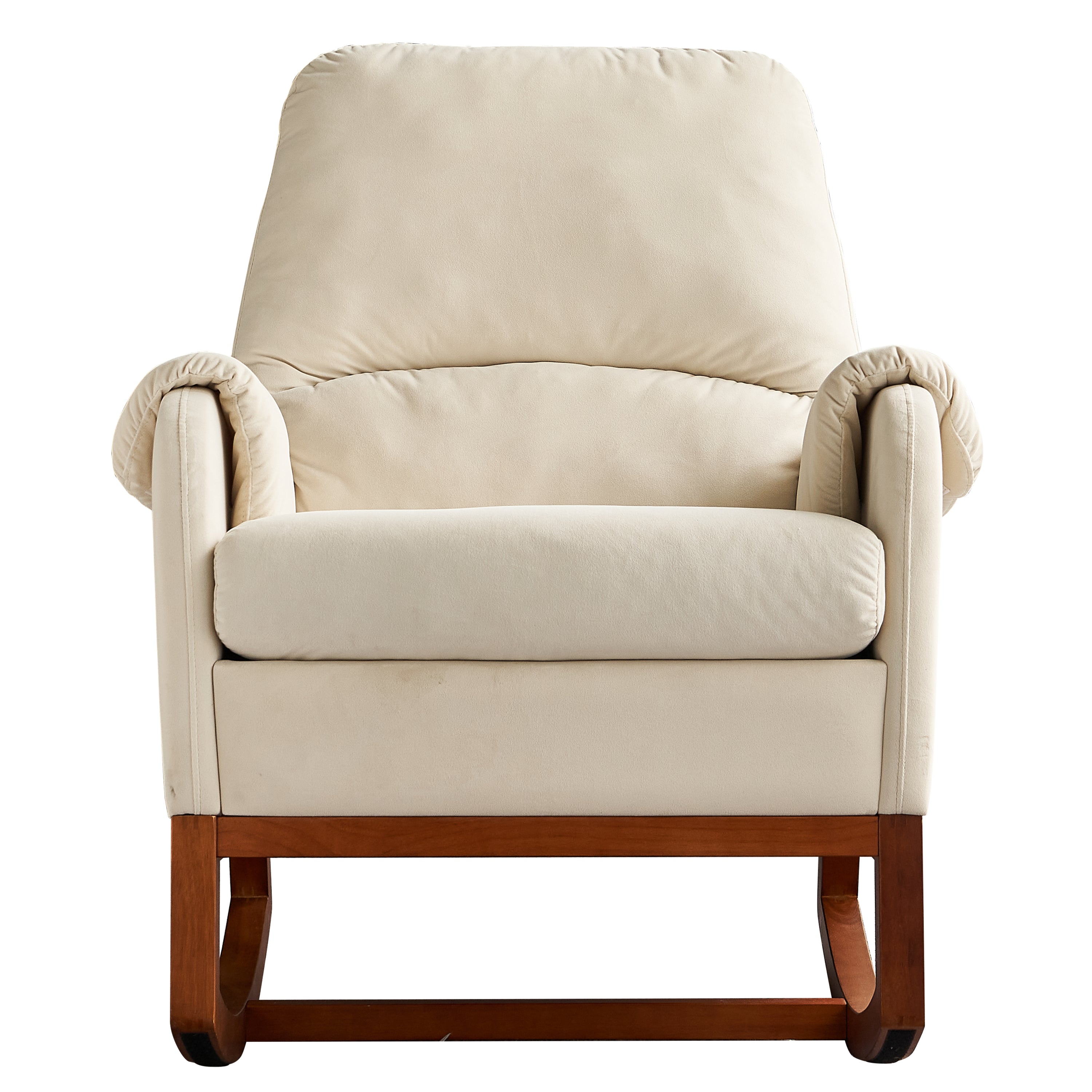 Beige Velvet Rocking Chair | Modern & Comfortable