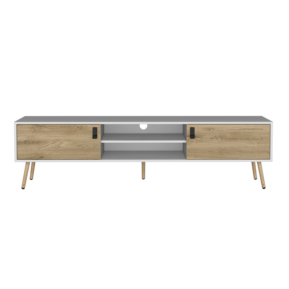 Magness TV Stand, White/Macadamia | Living Room Furniture