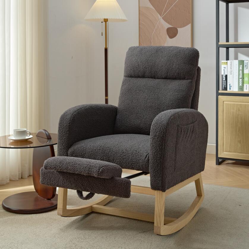 Modern Rocking Chair: Nursery Glider with Side Pocket