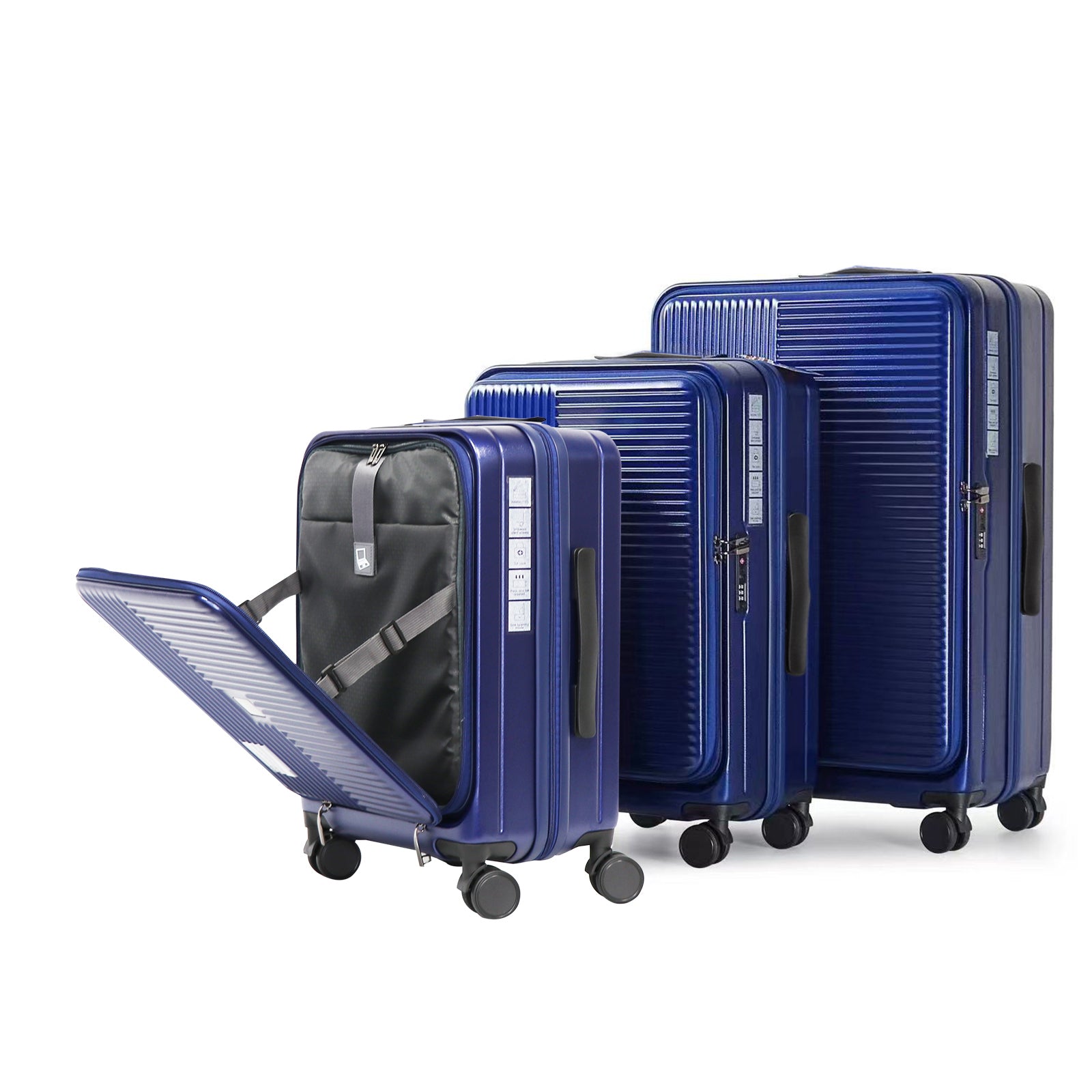 Blue Hardshell Suitcase: TSA Lock & Front Open