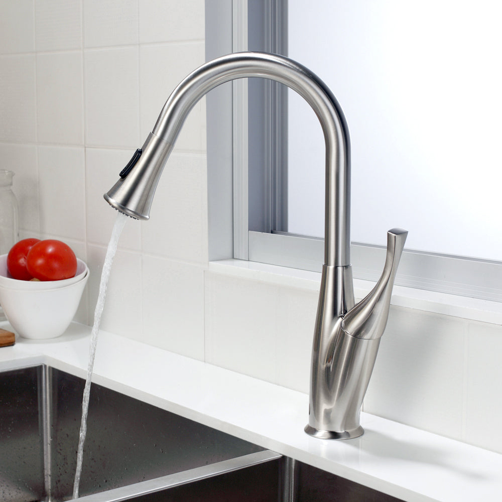 Brushed Nickel Pull-Down Kitchen Faucet