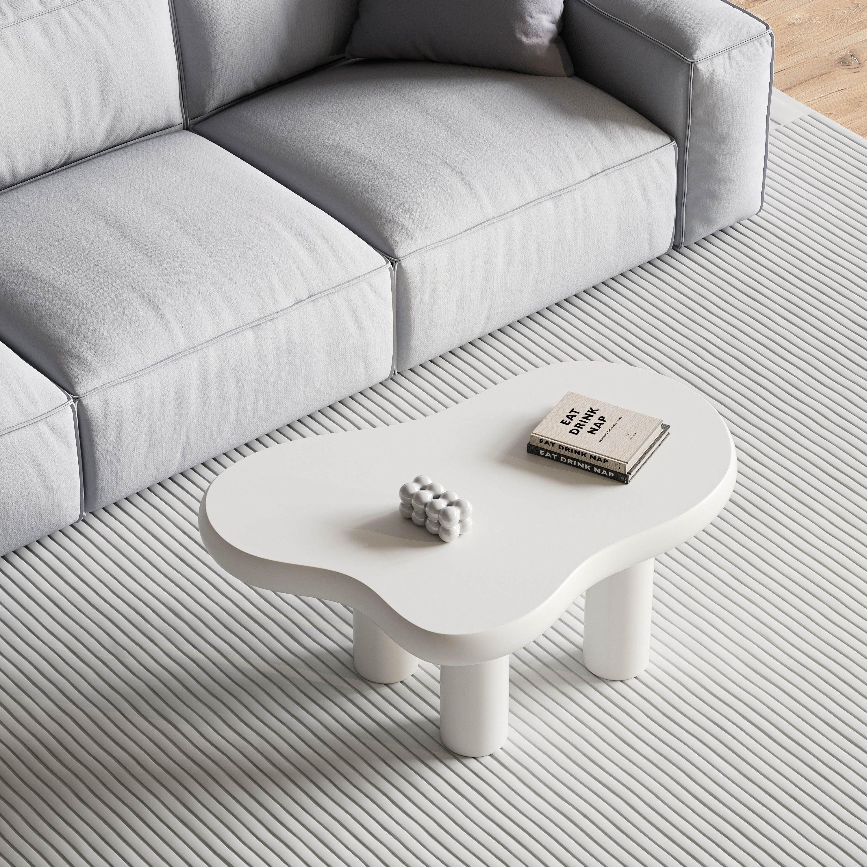 Cream Cloud Coffee Table: Modern Minimalist Living Room Centerpiece