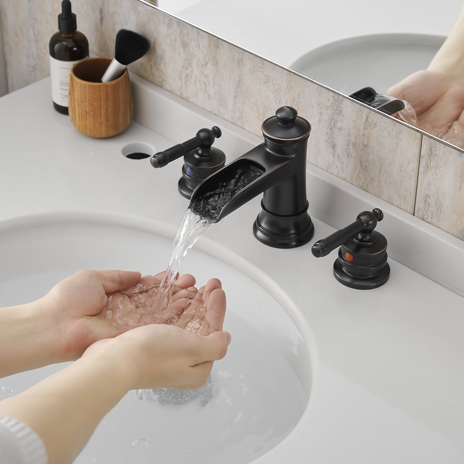 8" Widespread Bathroom Sink Faucet with Pop-Up Drain