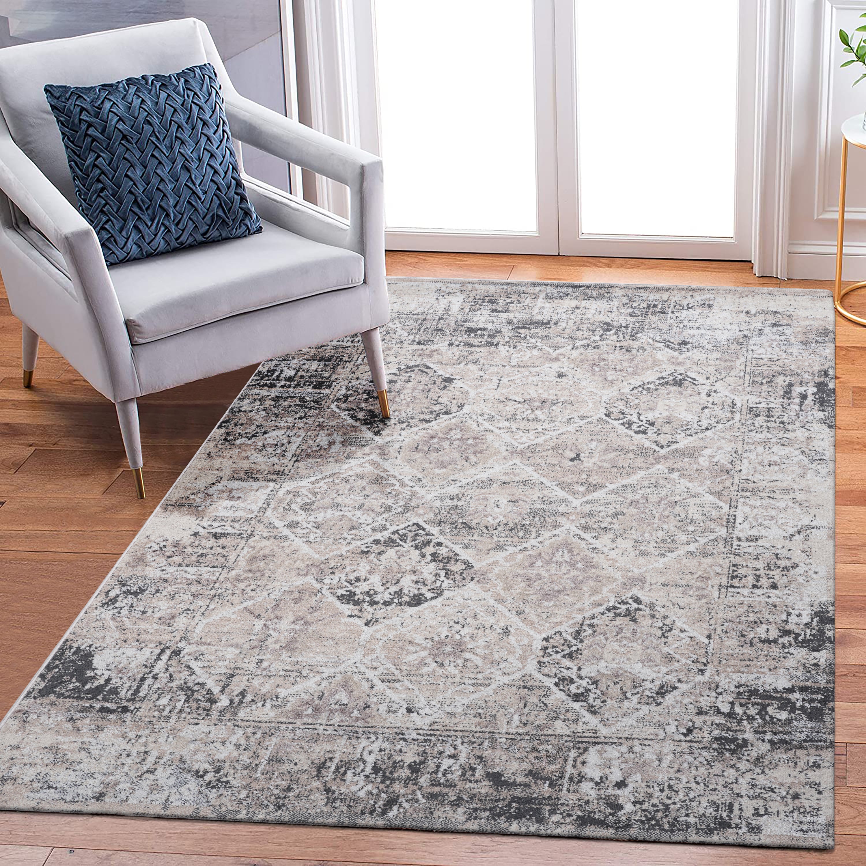 NAAR PAYAS Rug: 8x10 Cream/Anthracite