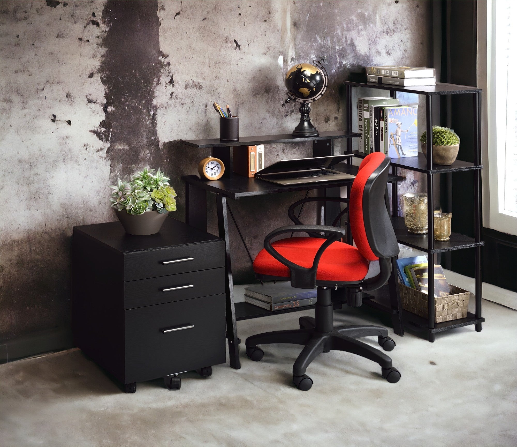Nypho Black Writing Desk | Modern Home Office Desk