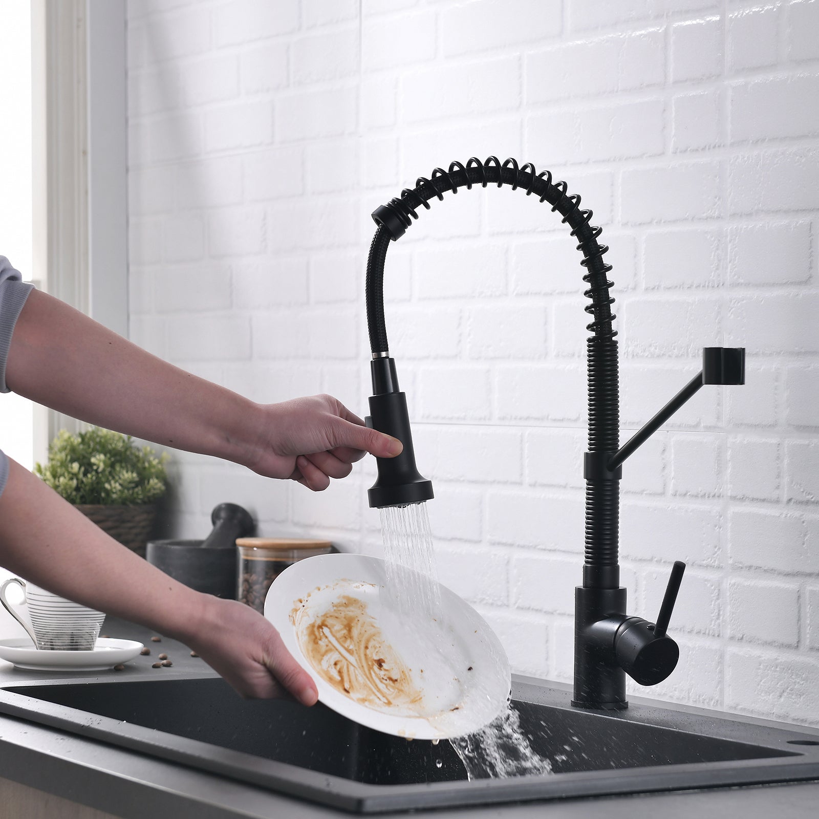 Brushed Nickel Kitchen Faucet with Sprayer
