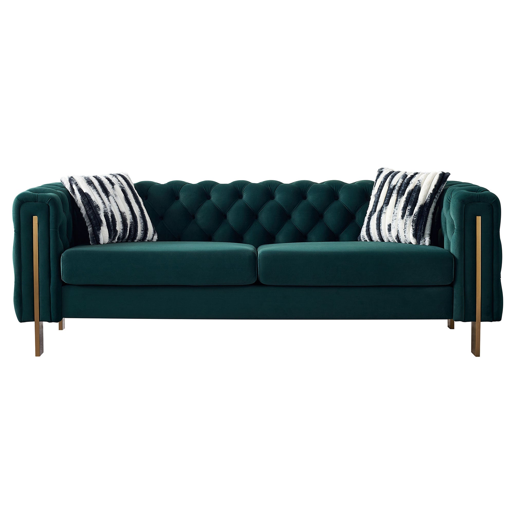 Green Velvet Chesterfield Sofa | 84" Tufted Couch