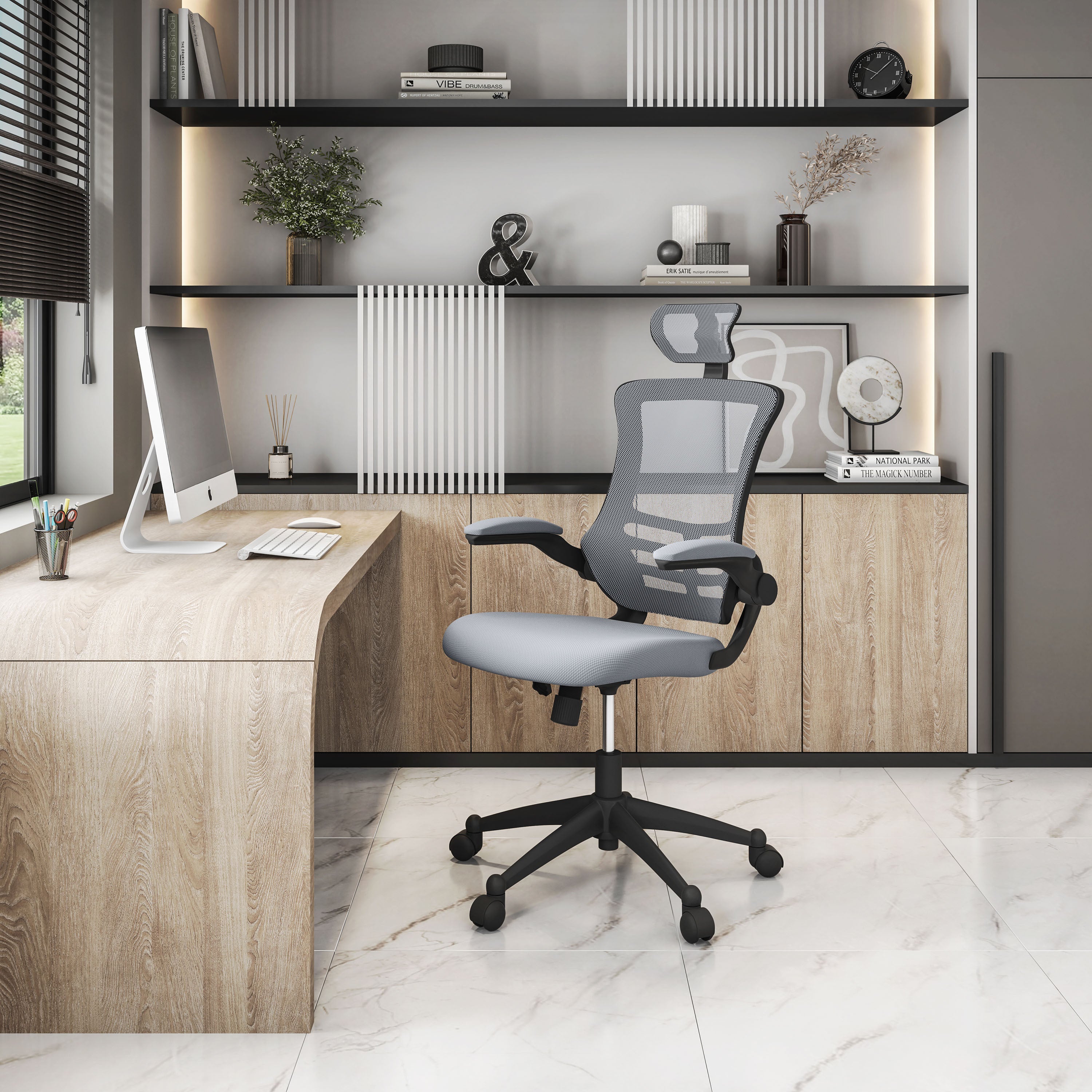 High-Back Mesh Office Chair, Silver Grey