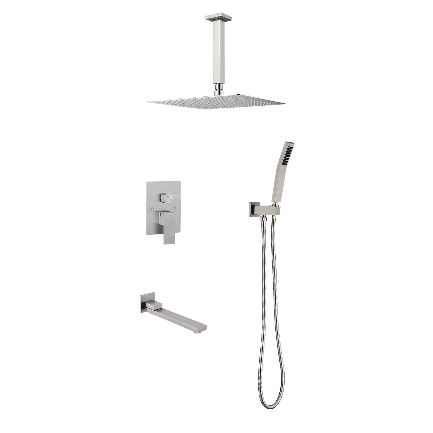 Luxury Shower System: 16" Head, Hand Shower