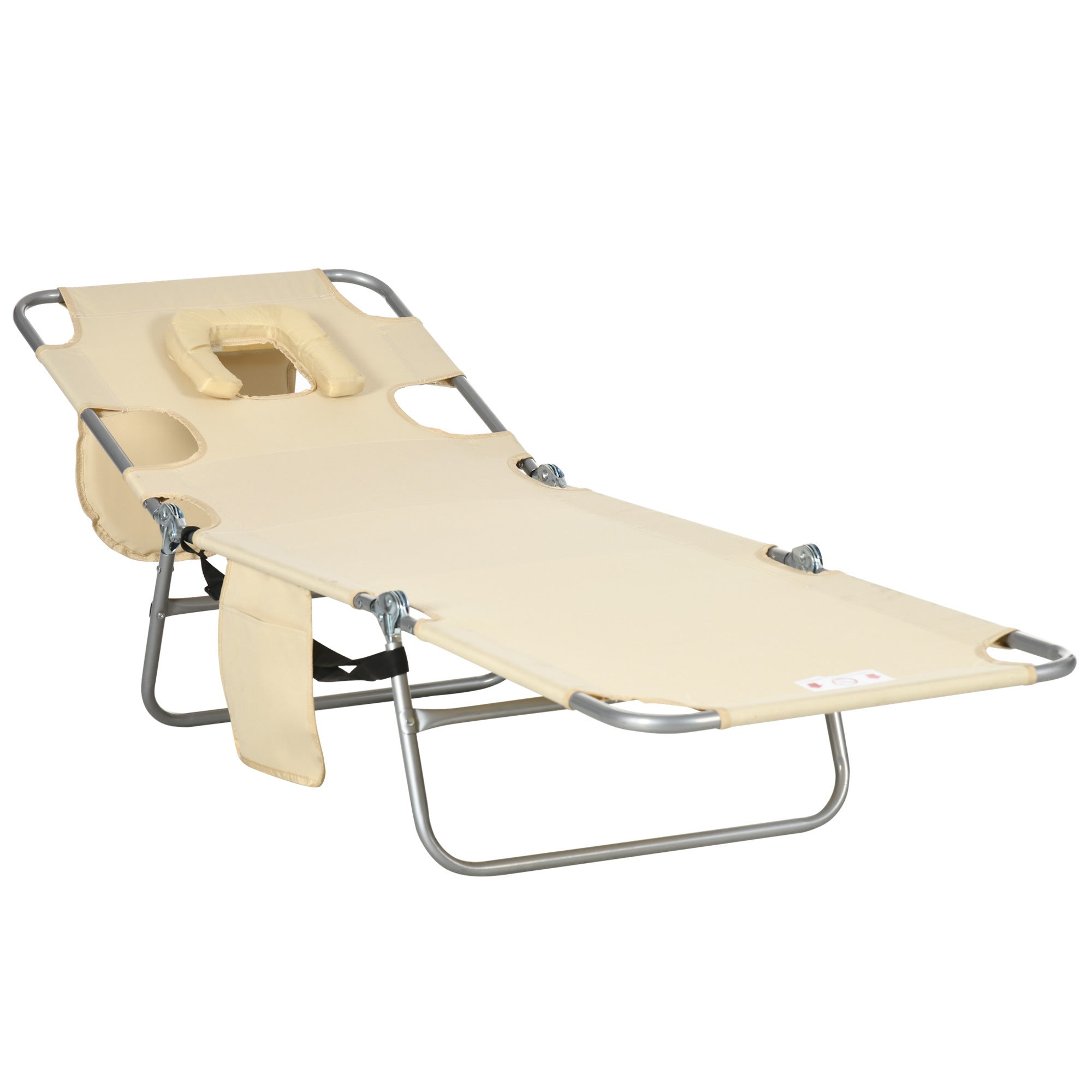 Outsunny Folding Beach Chair w/ Face Hole