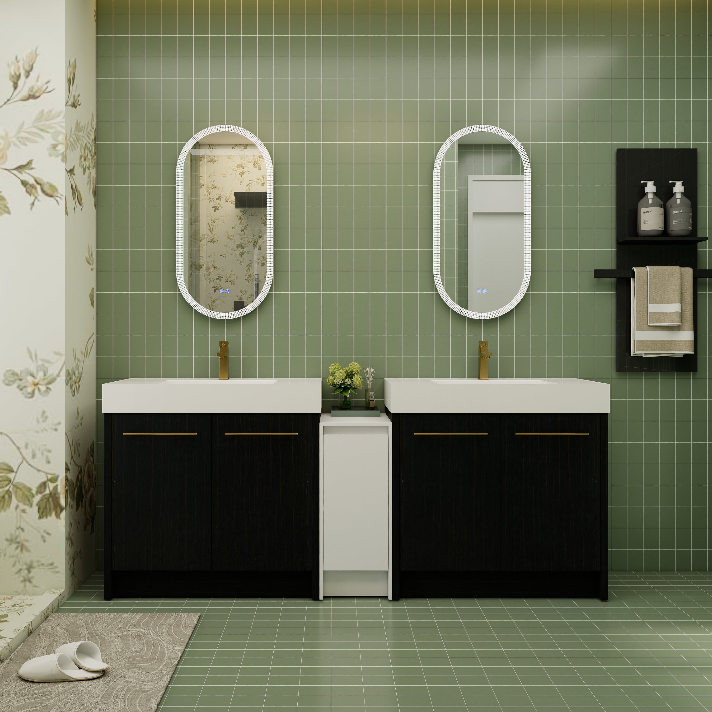 84" Freestanding Bathroom Vanity with Sink & Cabinets