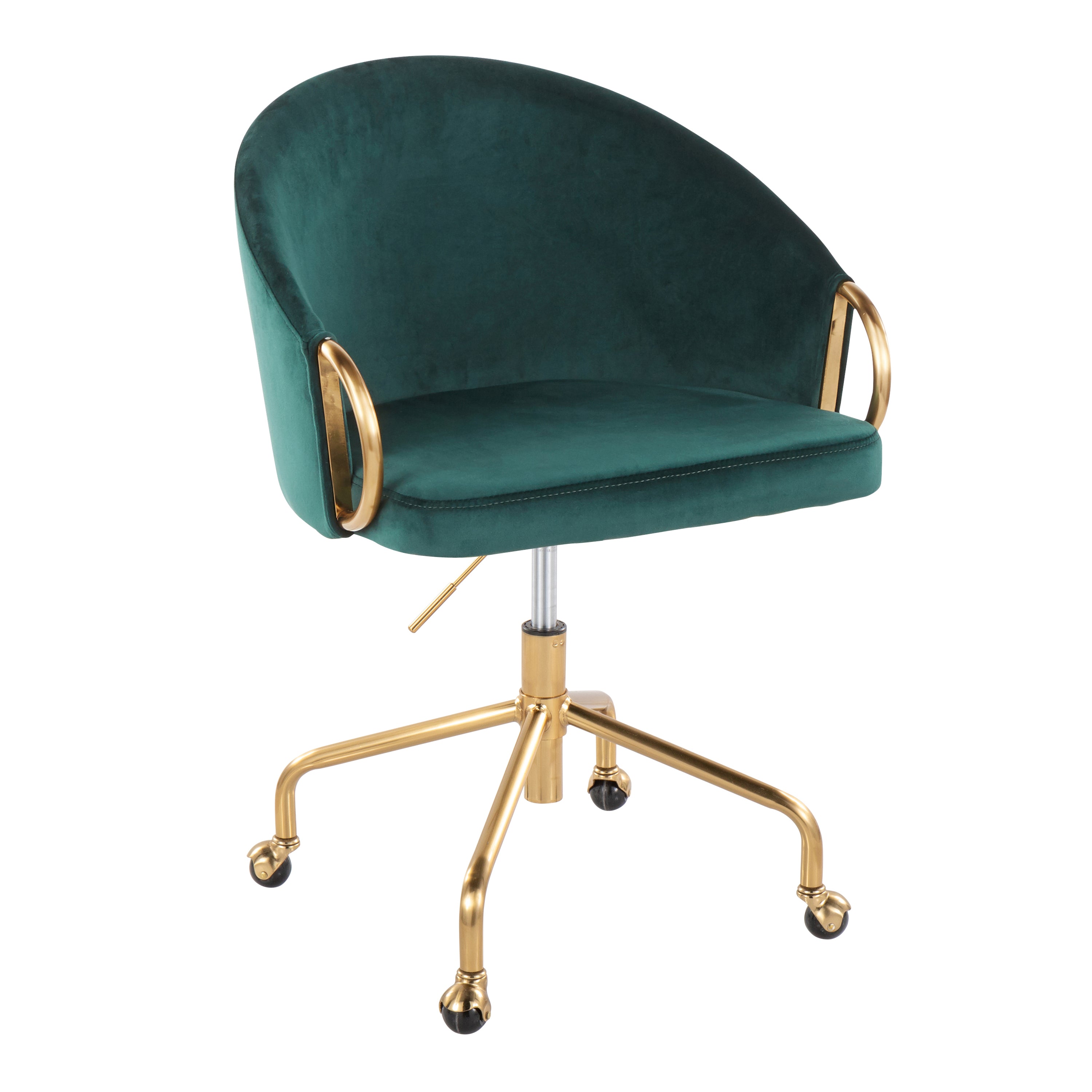 Claire Velvet Task Chair, Gold & Green | LumiSource