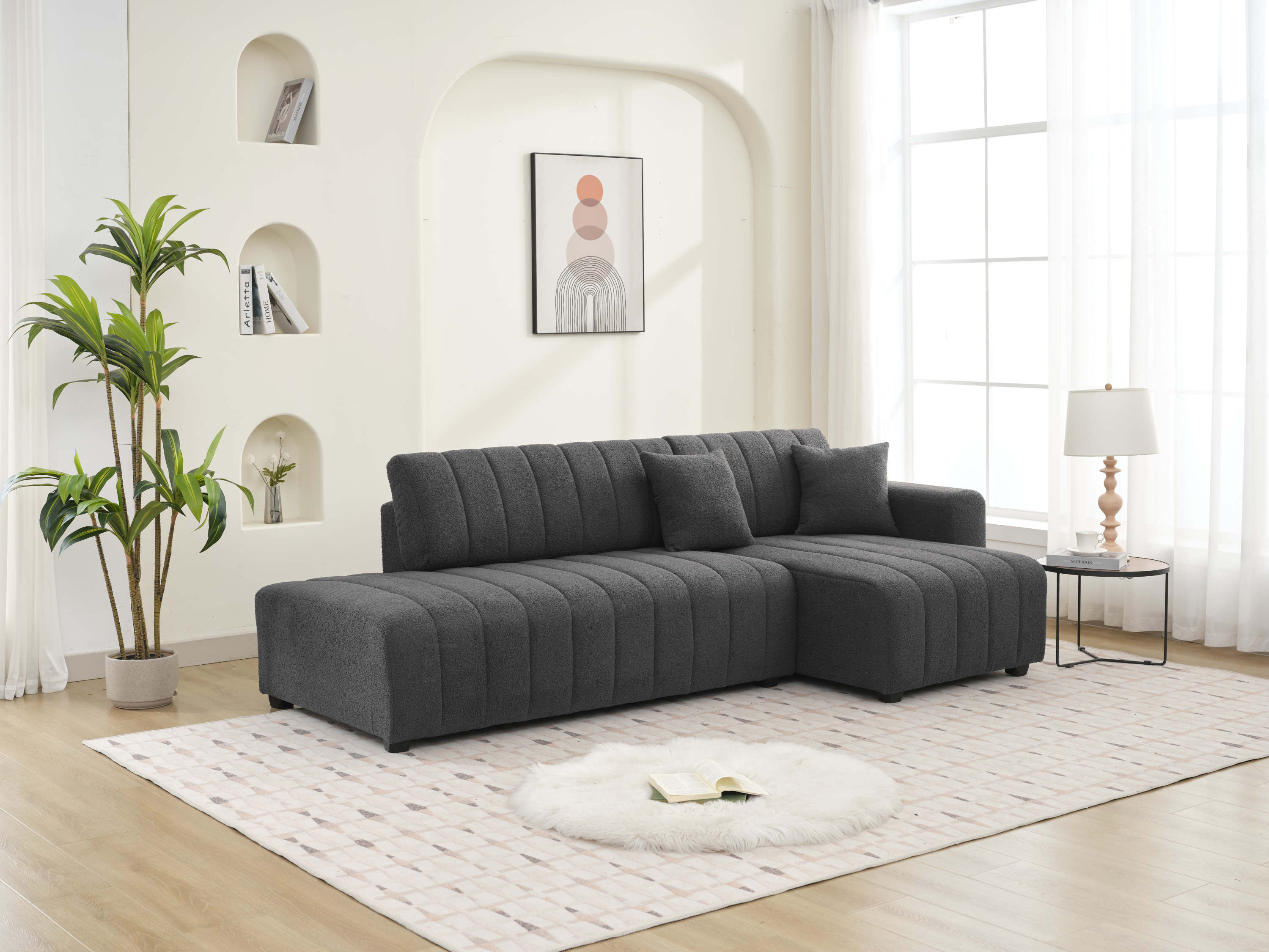 Jessica Lamb Wool Sectional Sofa w/ Chaise