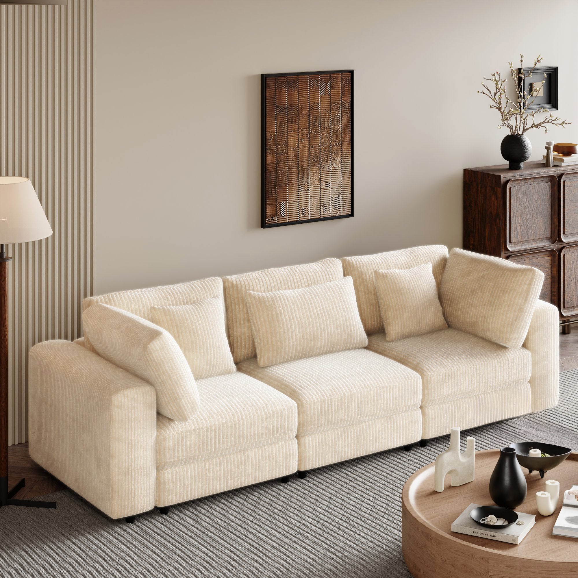 U-STYLE 105'' 3-Seater Sofa: Removable Cushions