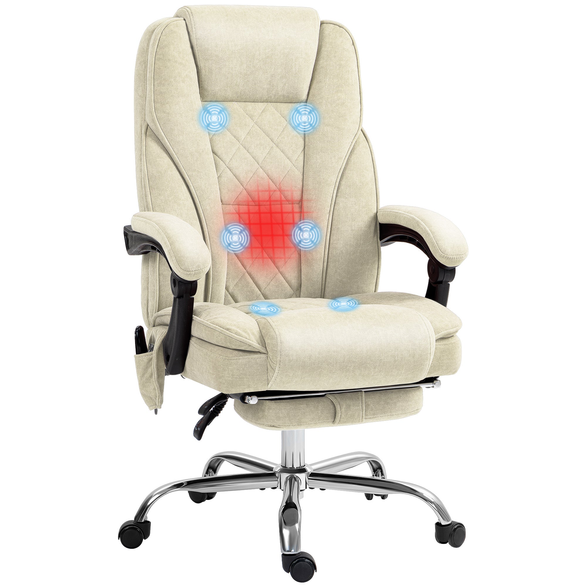 Massage Office Chair w/ Footrest, Heat & Vibration - Beige