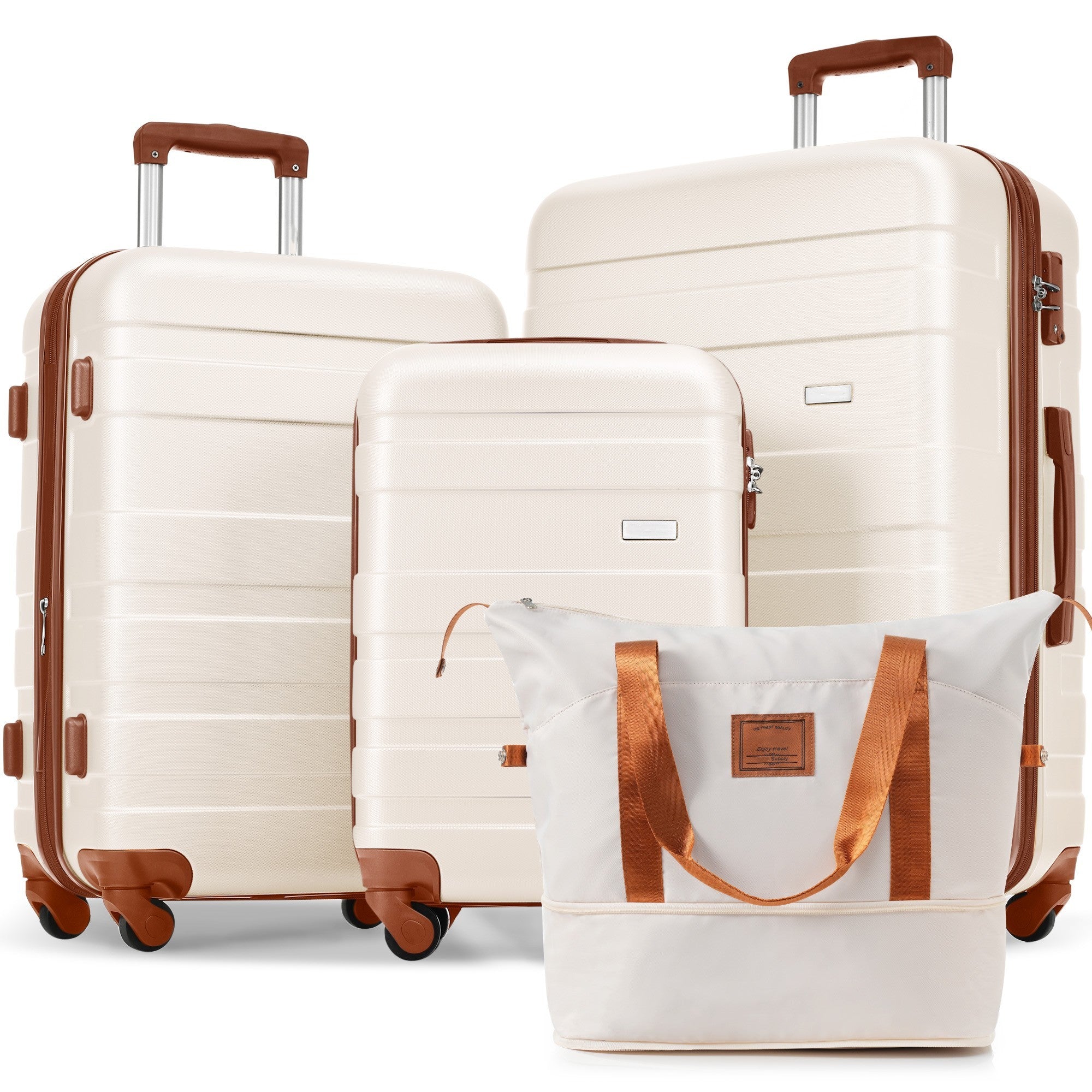 Expandable Luggage Set: 4-Piece ABS Spinner Suitcase