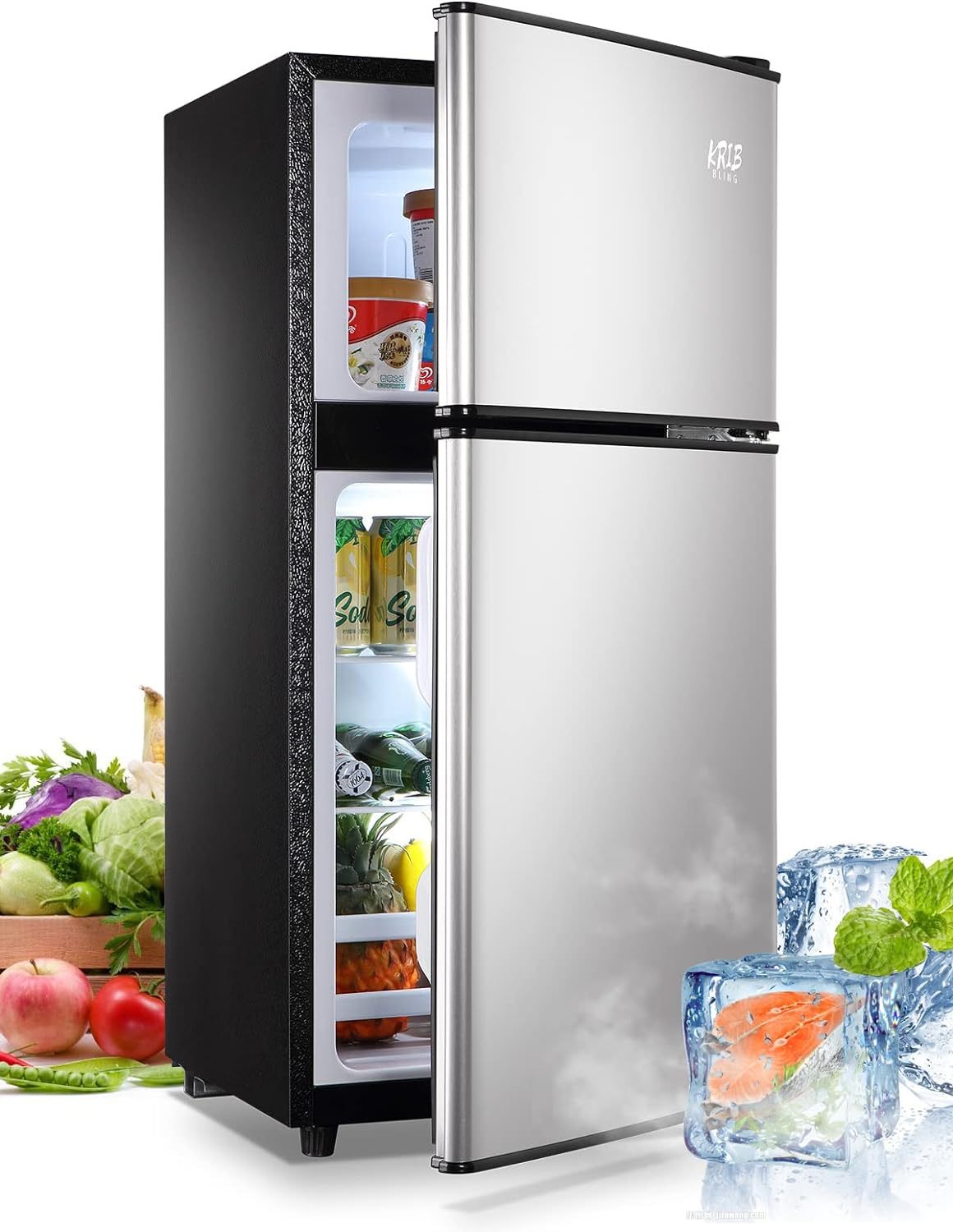Compact Mini Fridge with Freezer - Silver