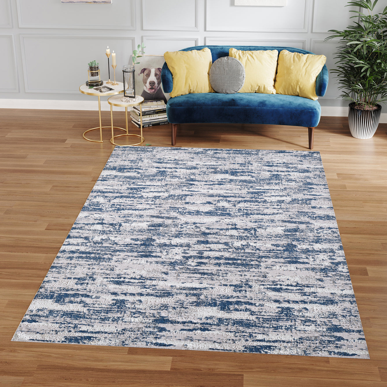 Milano Navy Blue Woven Area Rug