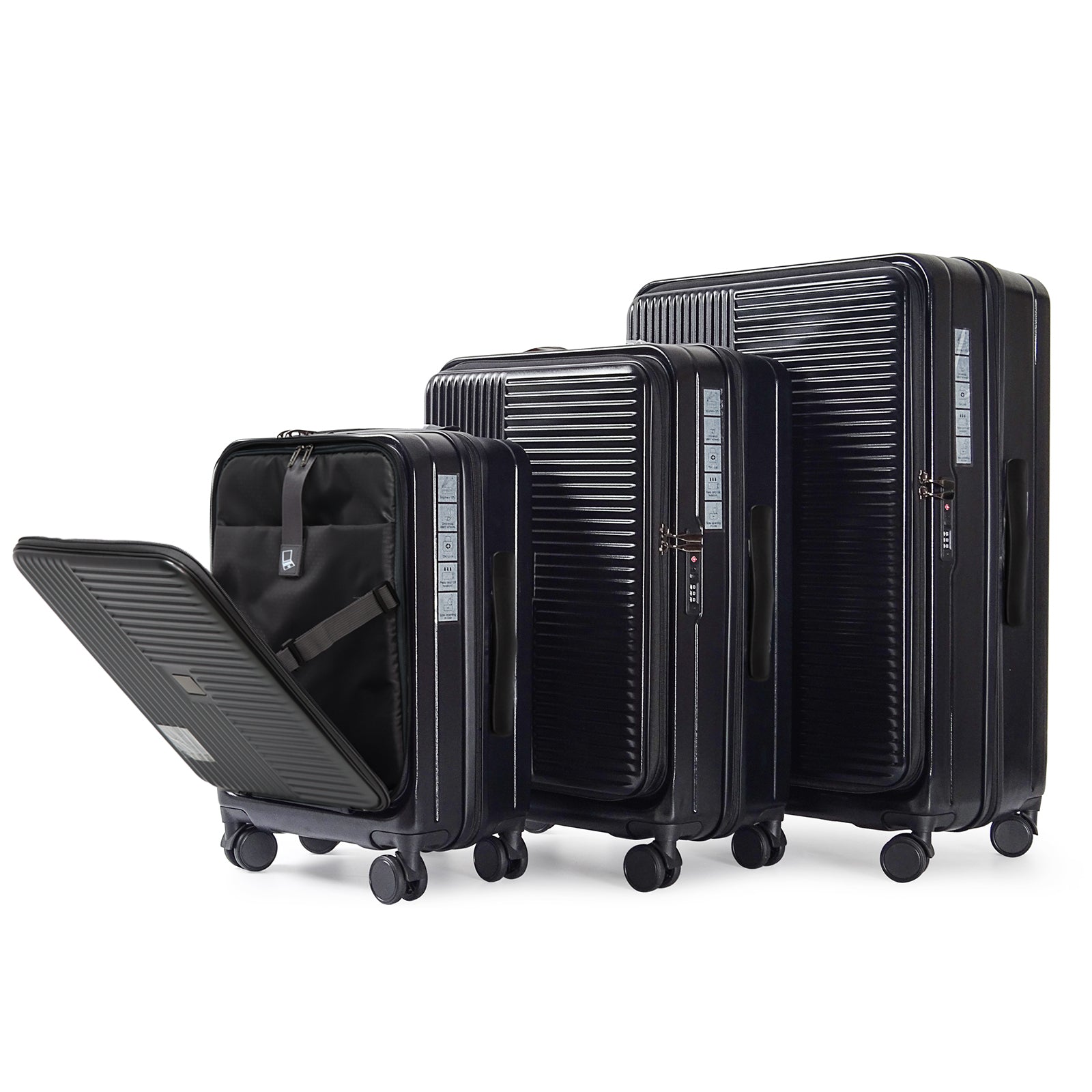 Black Hardshell Suitcase: TSA Lock & Front Open