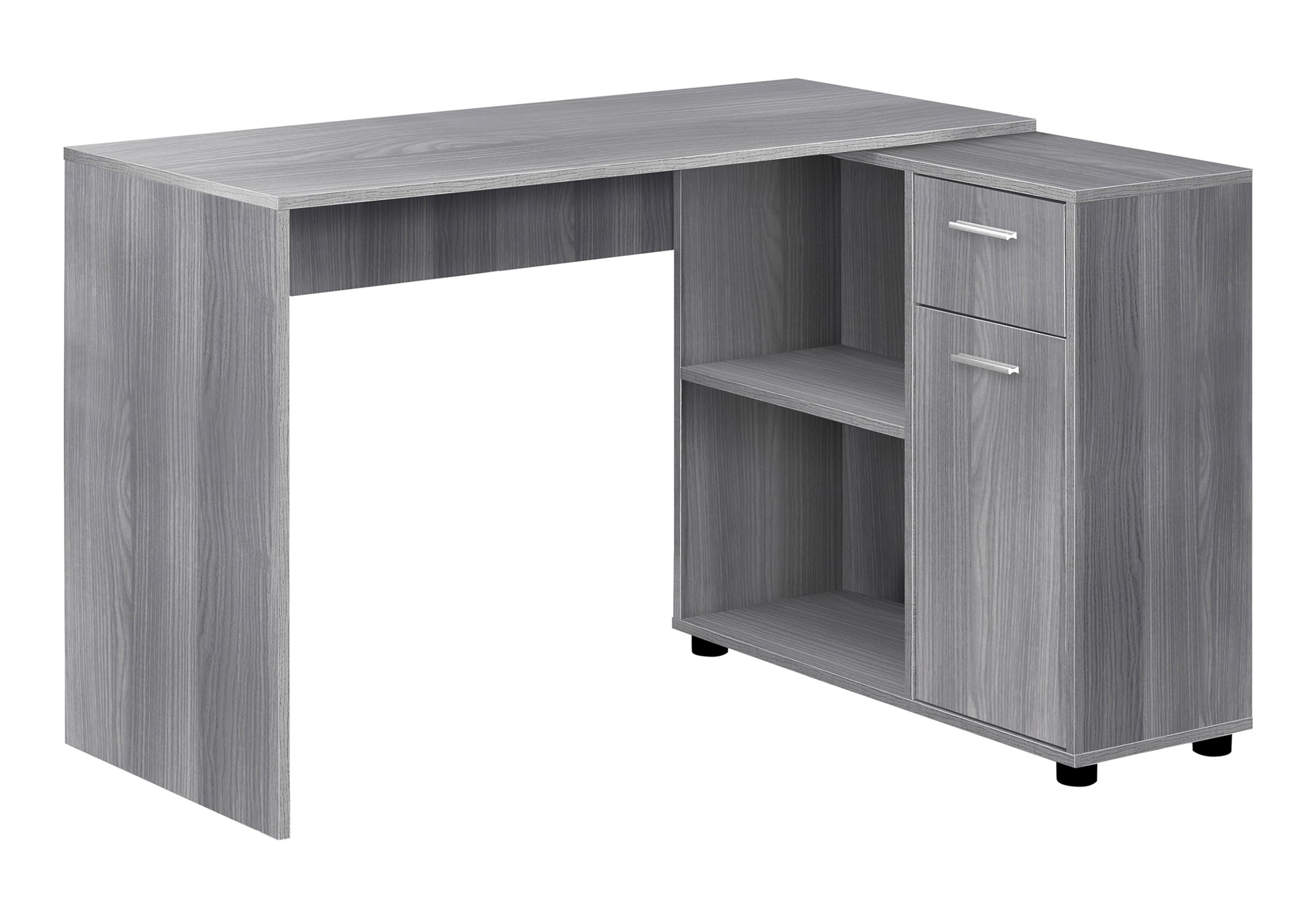 Modern L-Shaped Corner Desk, Grey, 46"