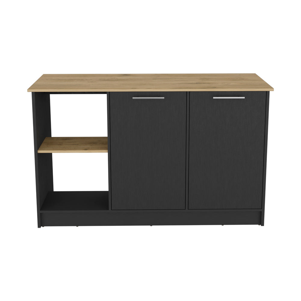 Padua Kitchen Island, Black & Macadamia