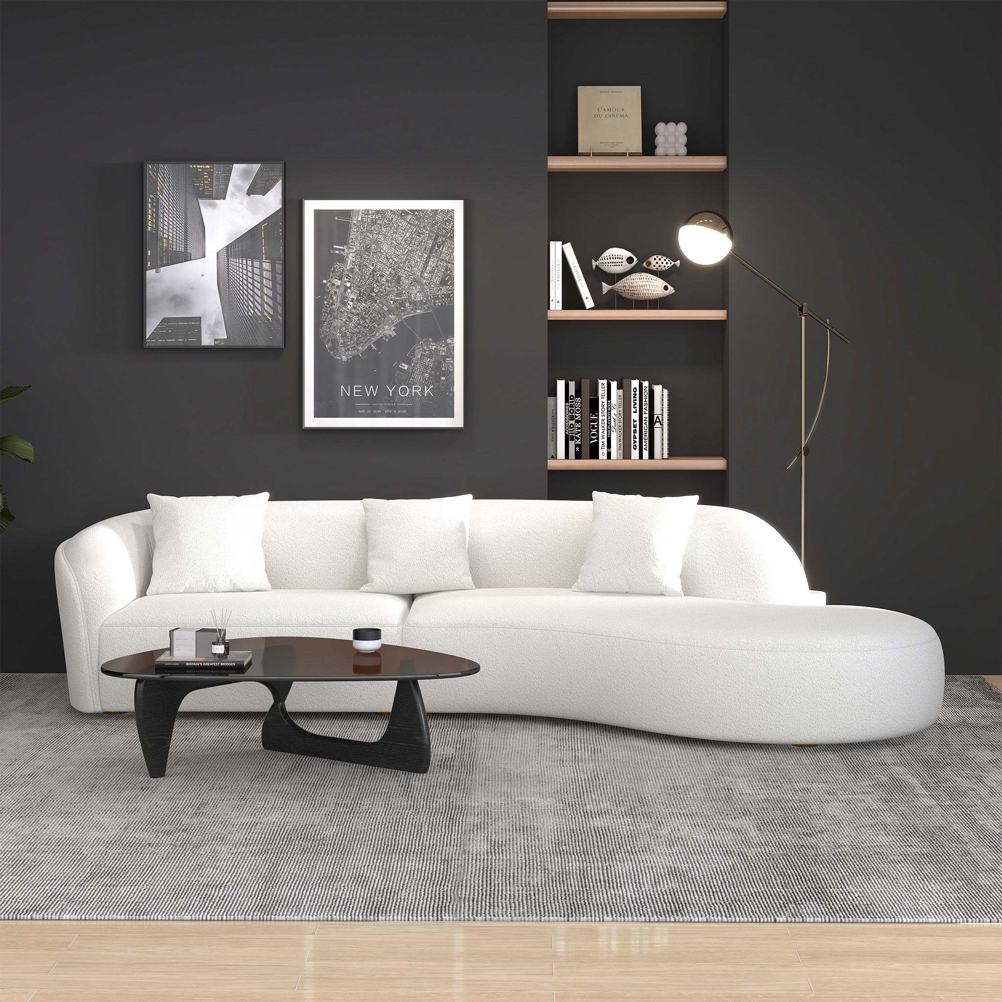 Elijah Japandi Curvy Sectional Sofa (133")