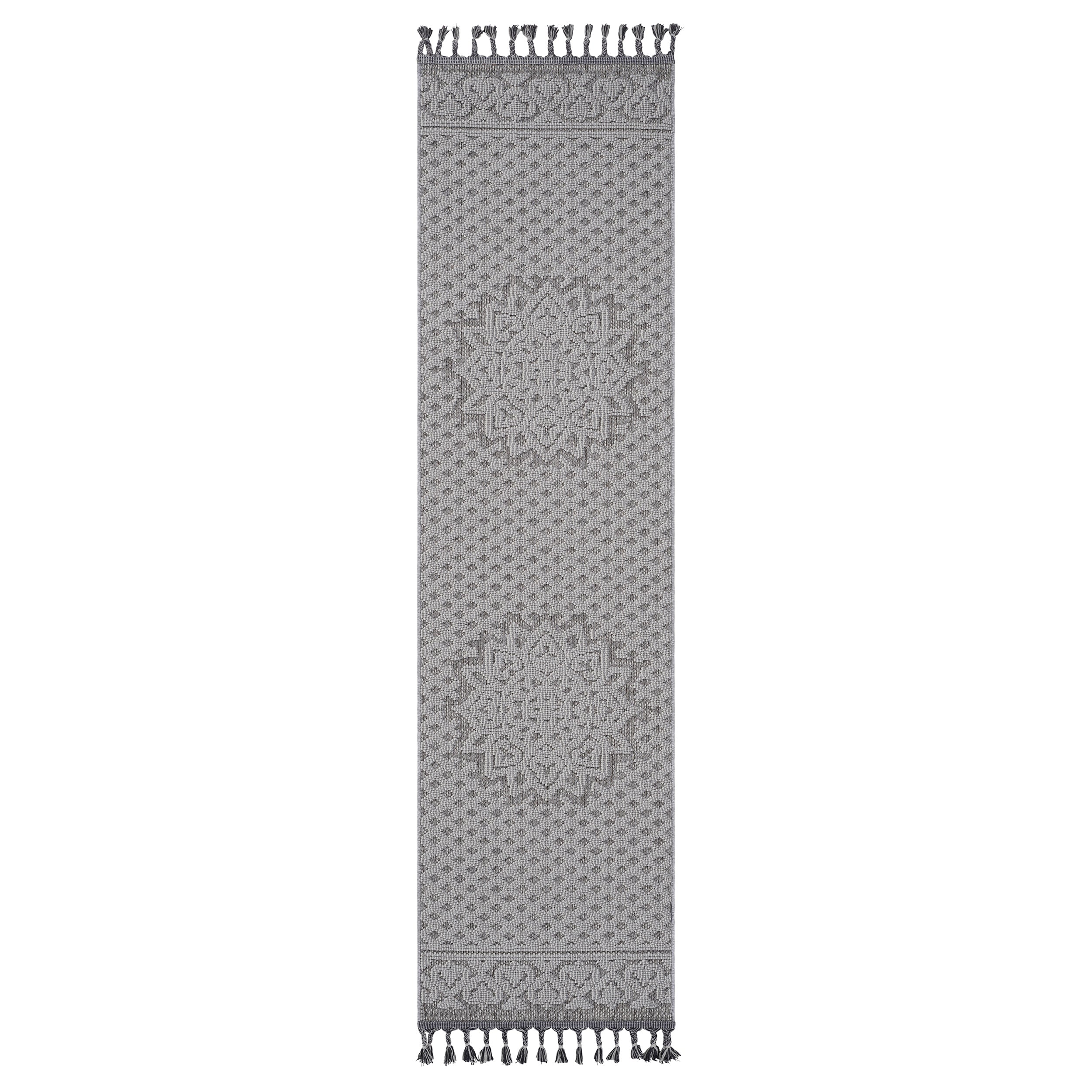 NAAR Guros Rug: 2x8 Gray/White Medallion