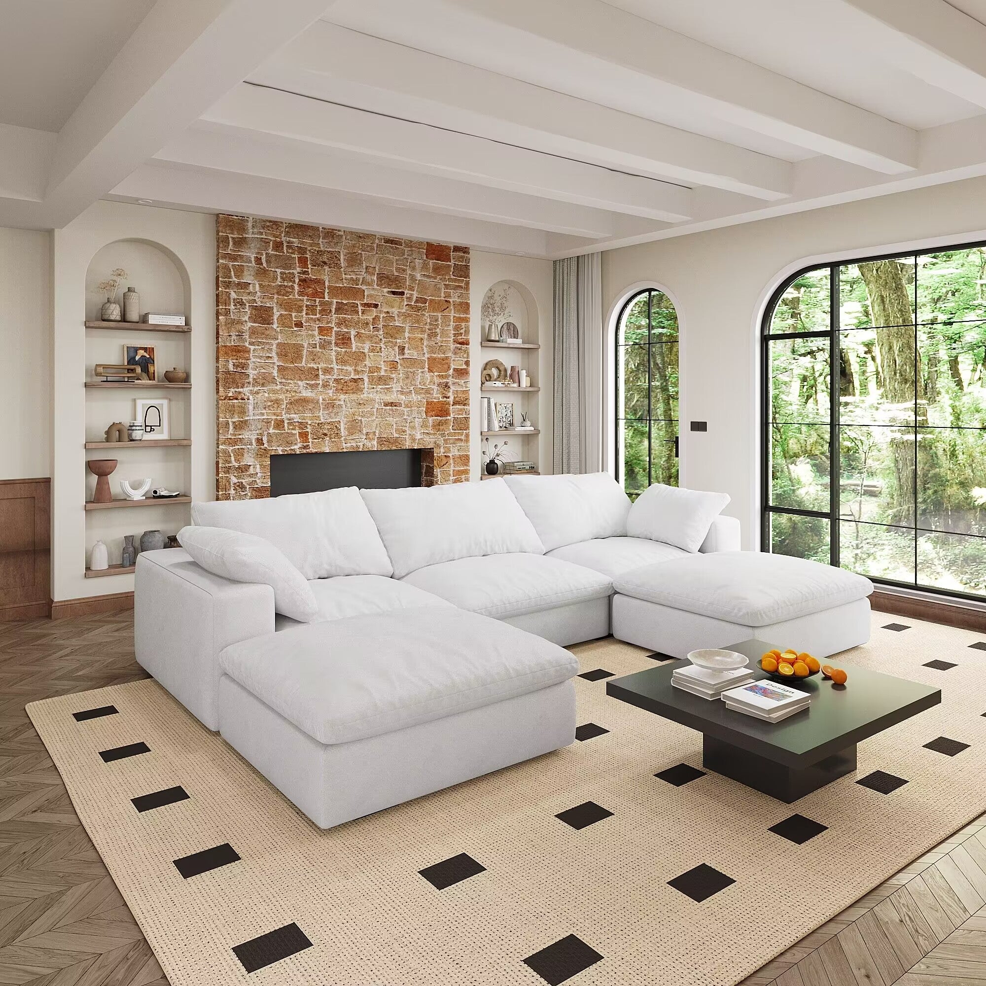 Modular Cloud Sofa, 5 Seats, Down Sofa Bed, Large Size