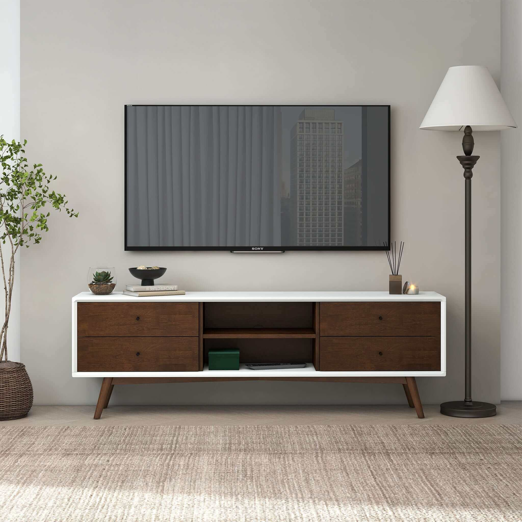 Caroline Walnut & White TV Stand (72")