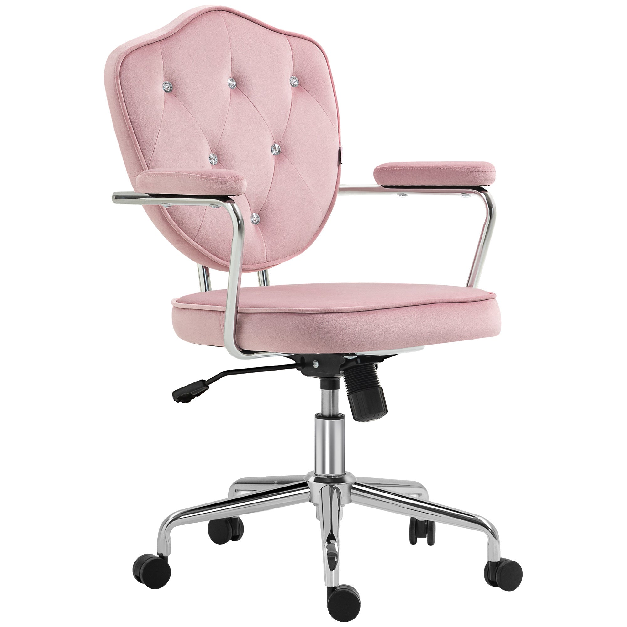 Pink Velvet Office Chair, Cute Desk Chair, Swivel Vanity Chair