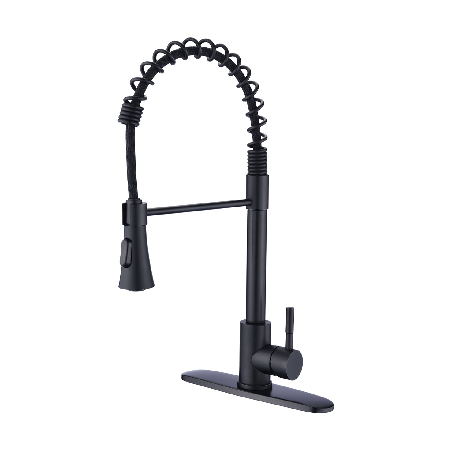 Matte Black Commercial Kitchen Faucet w/ Deck Plate