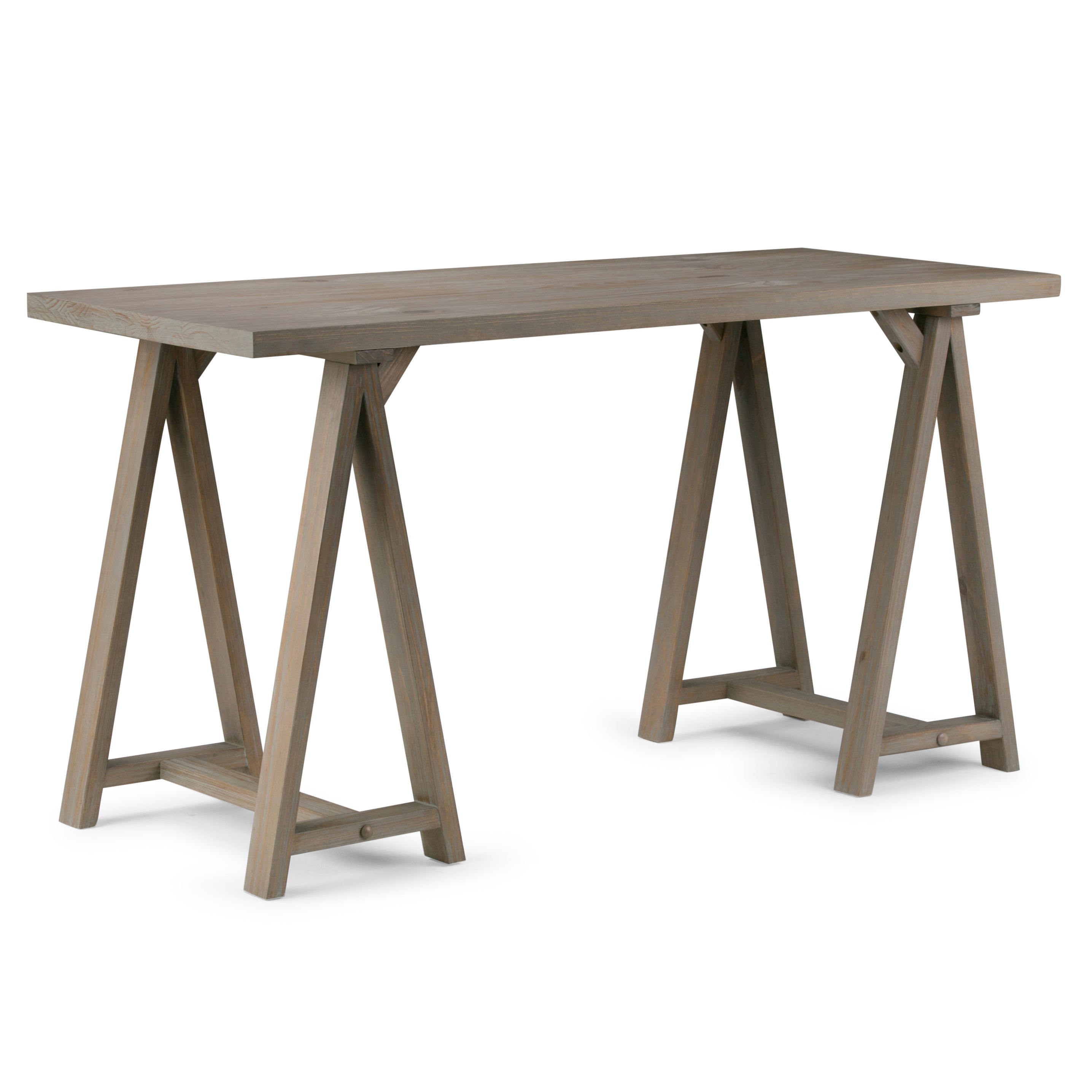 Distressed Grey Sawhorse Writing Desk | Rustic Home Office
