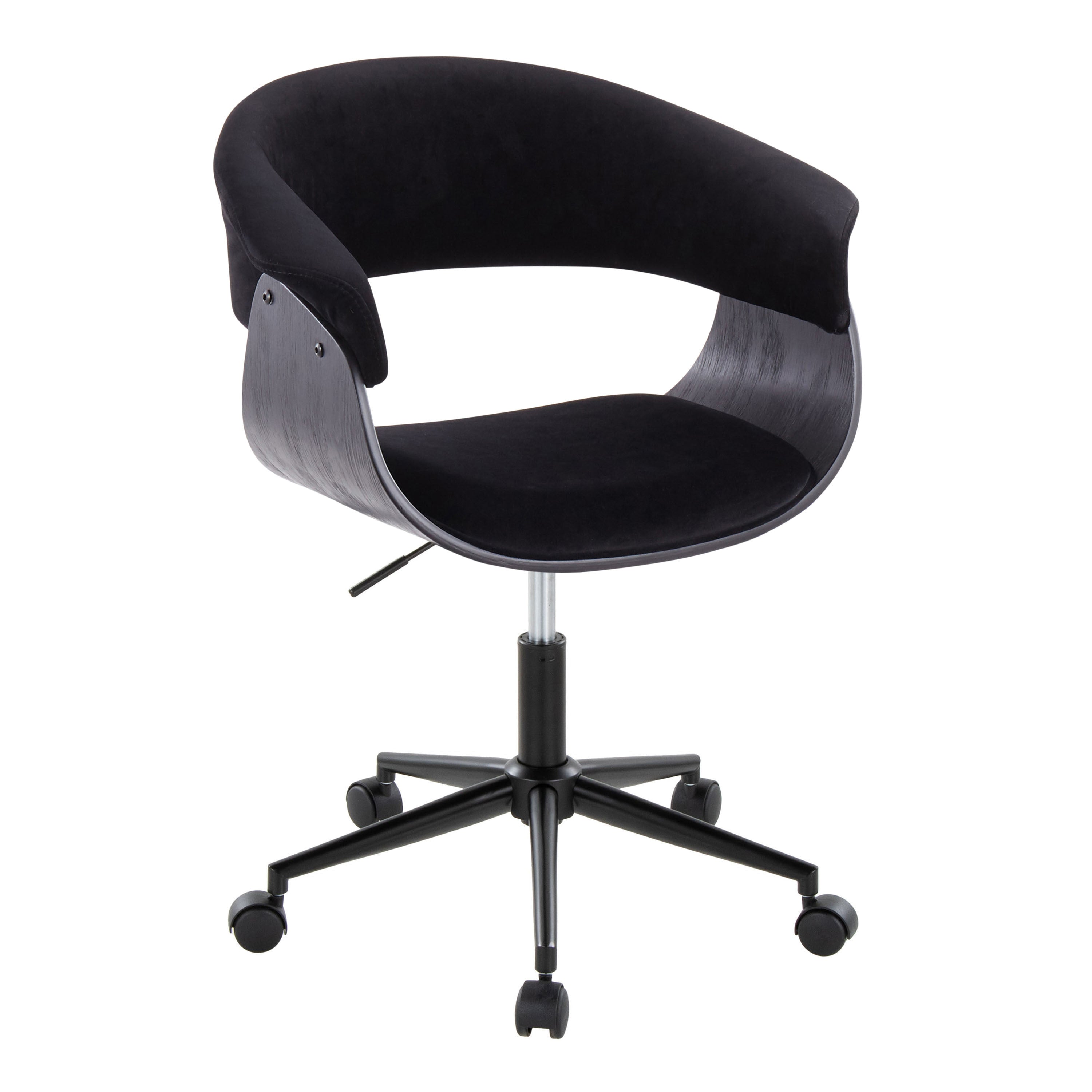 Vintage Mod Office Chair | Black Metal, Wood & Velvet | LumiSource