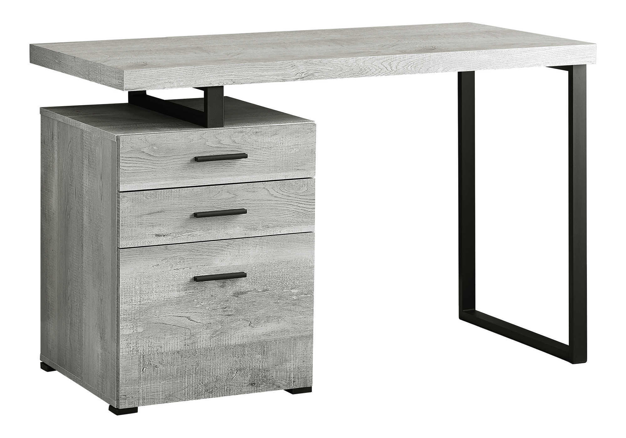 48" Grey Computer Desk w/ Drawers - Modern Home Office Desk